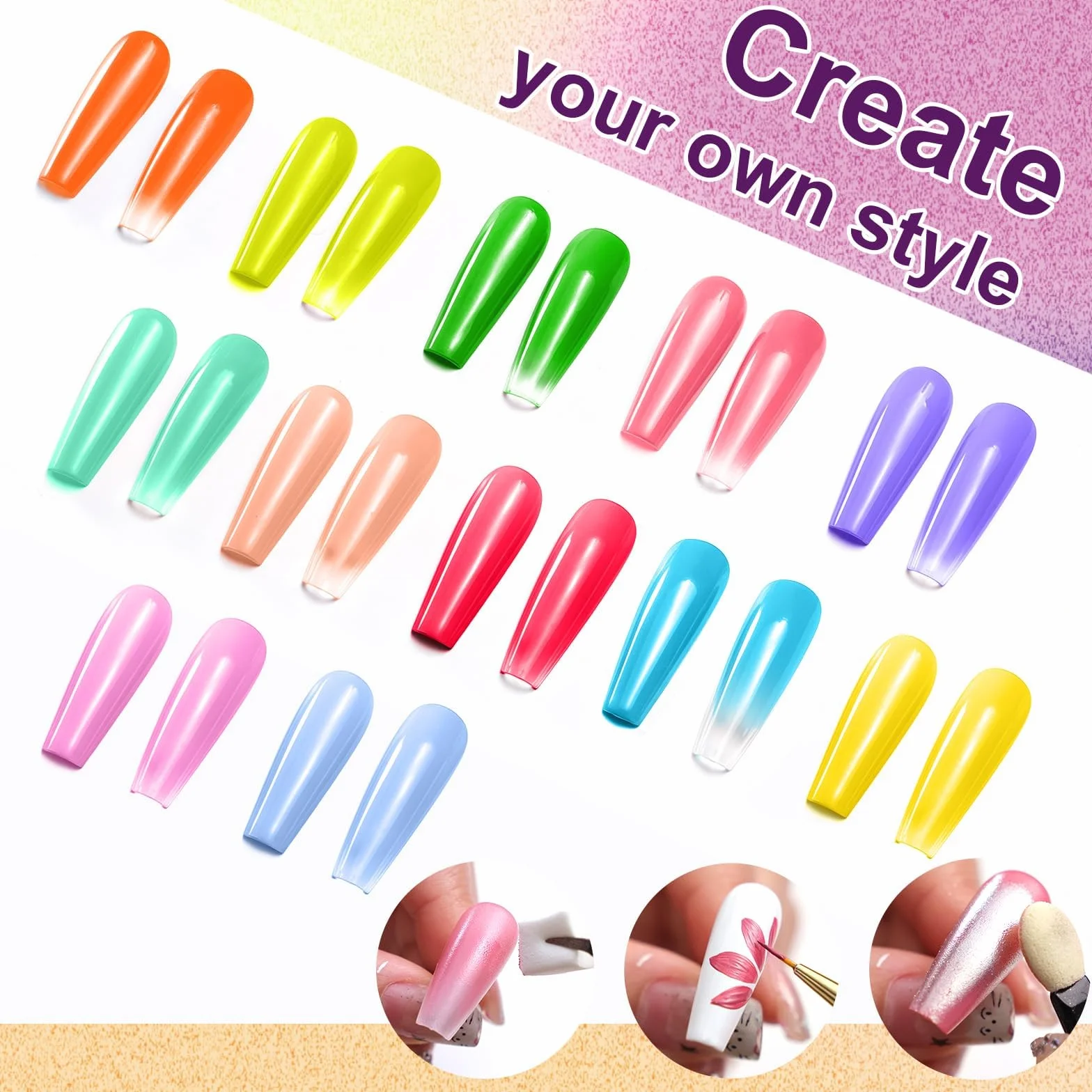 Żel do malowania gradientowego, 12 kolorów ombre żelowy lakier do paznokci ombre, paznokcie aura, francuski manicure, DIY, sztuka paznokci, paleta C