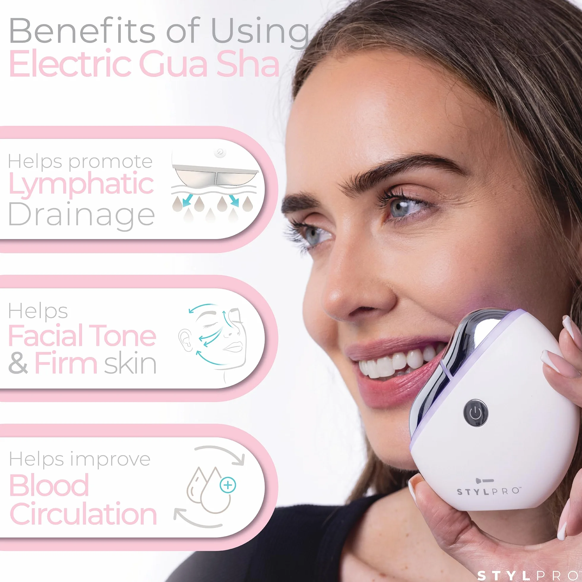 STYLPRO Grzejnik LED Gua Sha 6 w 1 Czerwone Światło Ciepło Wibracje Drenaż Limfatyczny