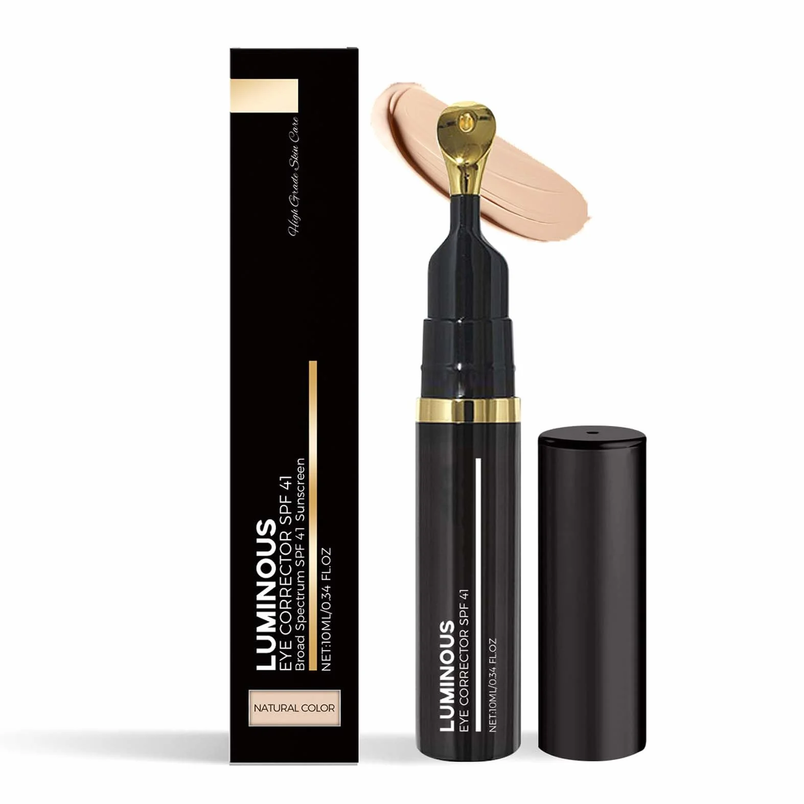 EONFAVE Luminous Under Eye Corrector Spf 41, korektor pod oko, korektor do ciemnych kręgów, nawilżający, zakrywający cienie pod oczami, naturalne wykończenie (naturalny kolor, 10 ml)
