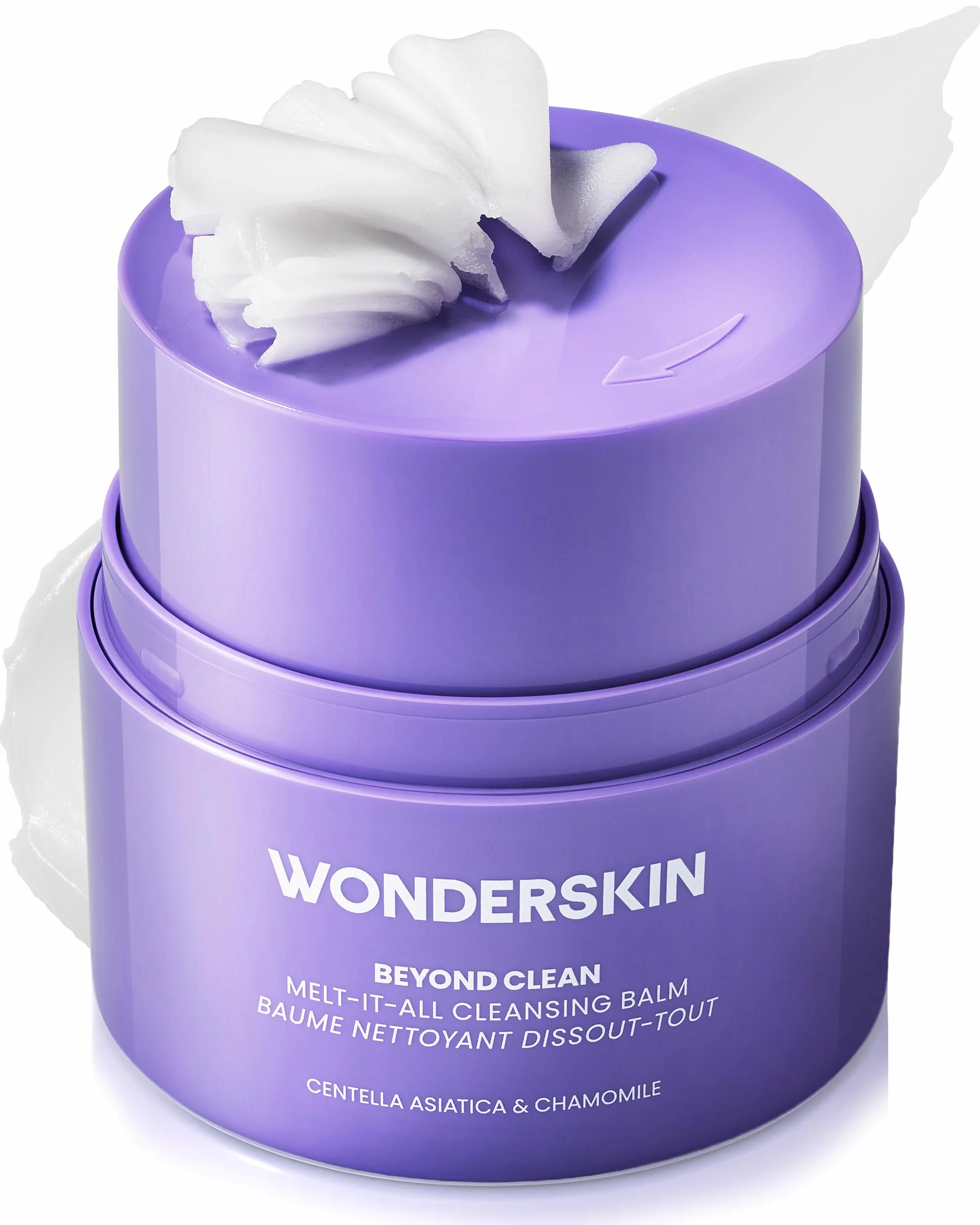 Wonderskin Cleansing Balm - Melt It All Balm to Milk Mleczko do demakijażu, delikatnie nawilżający płyn do mycia twarzy z wąkrotką azjatycką i rumiankiem