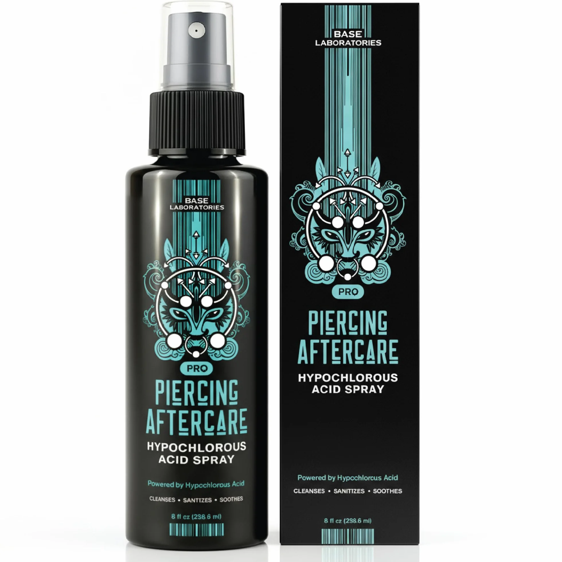 BASE LABORATORIES Piercing Aftercare Hypochlorous Acid Spray PRO – spray solankowy do czyszczenia uszu po przekłuciu