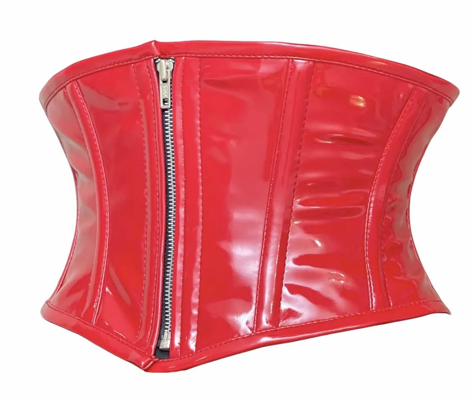 Gorset damski z PCW, wyszczuplający talię, mocny zamek błyskawiczny, gorset - czarny talia Trainer rozmiar (86 cm) (34, czarny)