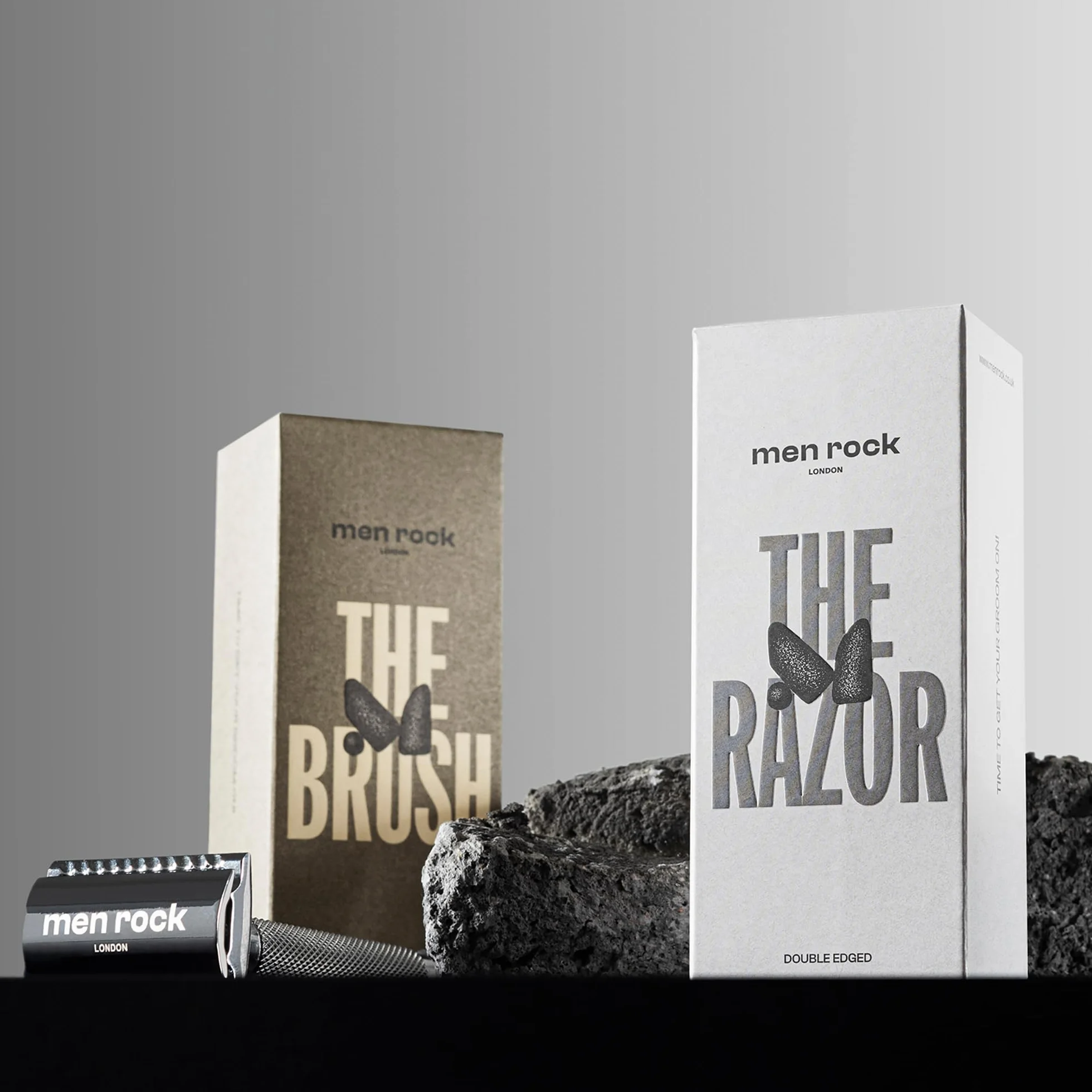 Men Rock Shaving Brush with Synthetic Bristles, Helps to Remove Unwanted Dead Skin and Avoid Irritation, Soft Bristles and Comfortable Handle, Vegan Friendly