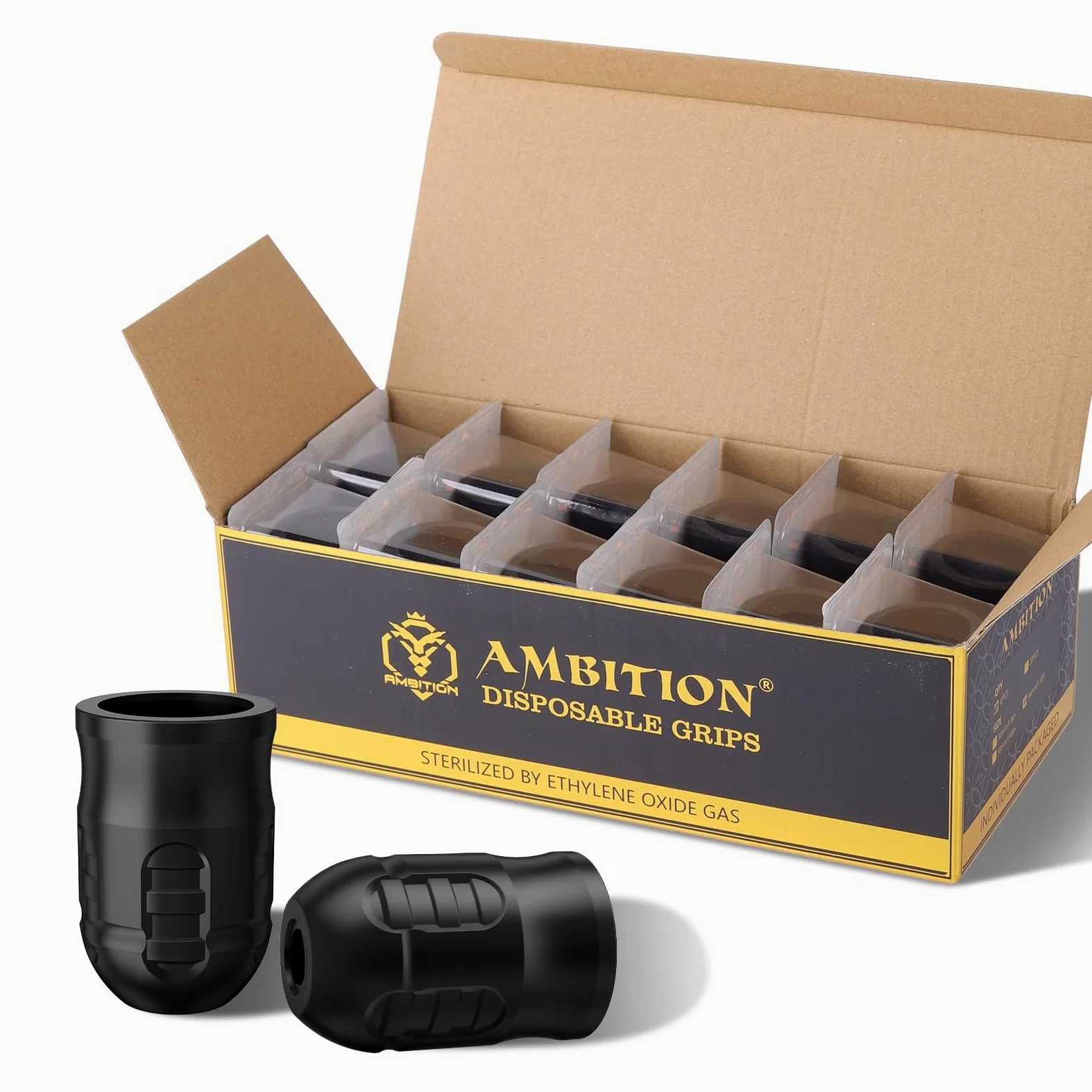 Ambition Mars-U P1 Jednorazowe uchwyty do tatuażu do maszynki do tatuażu o regulowanym skoku - 12 szt. 38 mm profesjonalna gumowa osłona uchwytu do tatuażu do pióra Mars-U, Seher i Paco