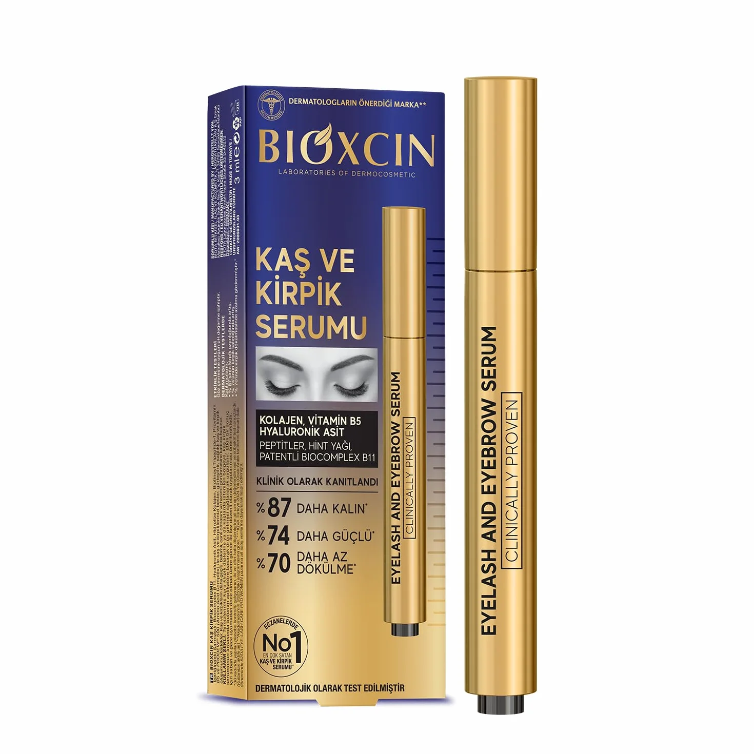 Bioxcin Serum do brwi i rzęs z kolagenem i kwasem hialuronowym 3 ml