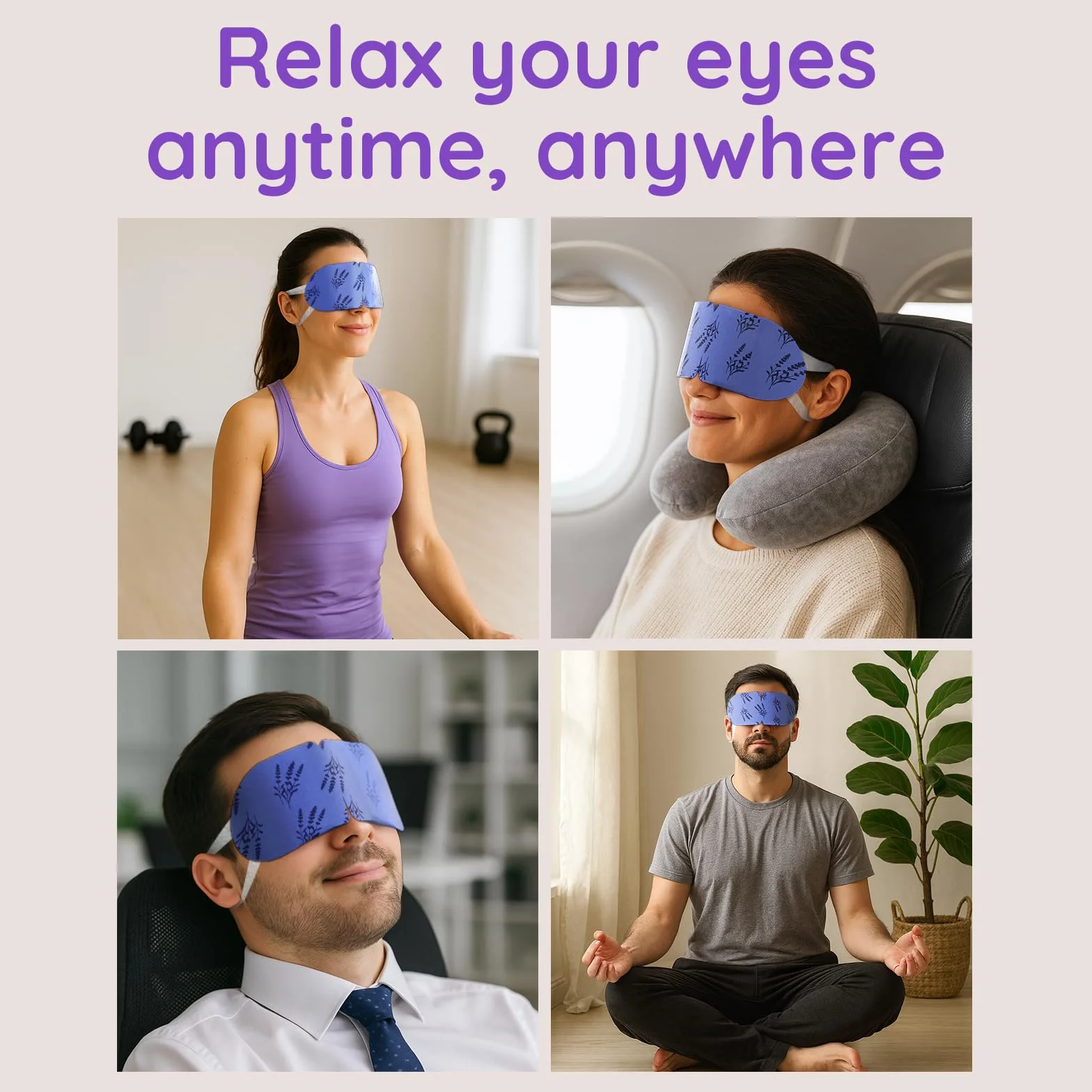 16 sztuk samonagrzewających się lawendowych masek na oczy, Steam Eye Mask przeciwko suchości, opuchliznom i zmęczeniu oczu – jednorazowy kompres cieplny do snu i podróży, ciepła maska płatki pod oczy