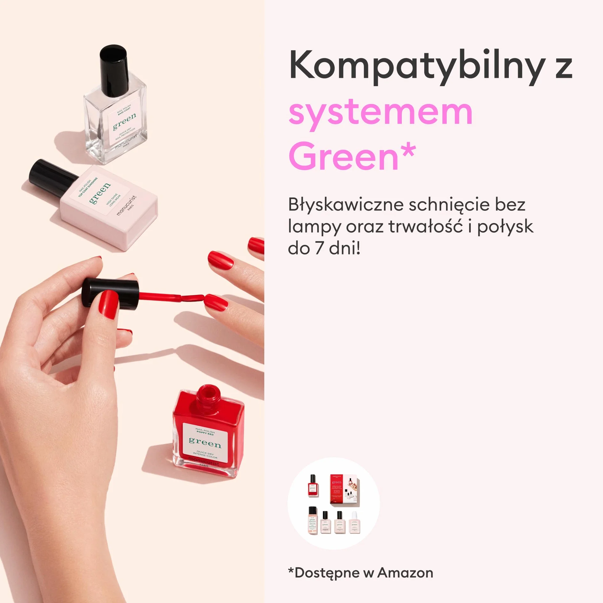 Manucurist - Zielony lakier do paznokci Bohème - Bohème - Klasyczny 9-Free - Wegański i Organiczny Emalia (83%) - Profesjonalny manicure - 15 ml
