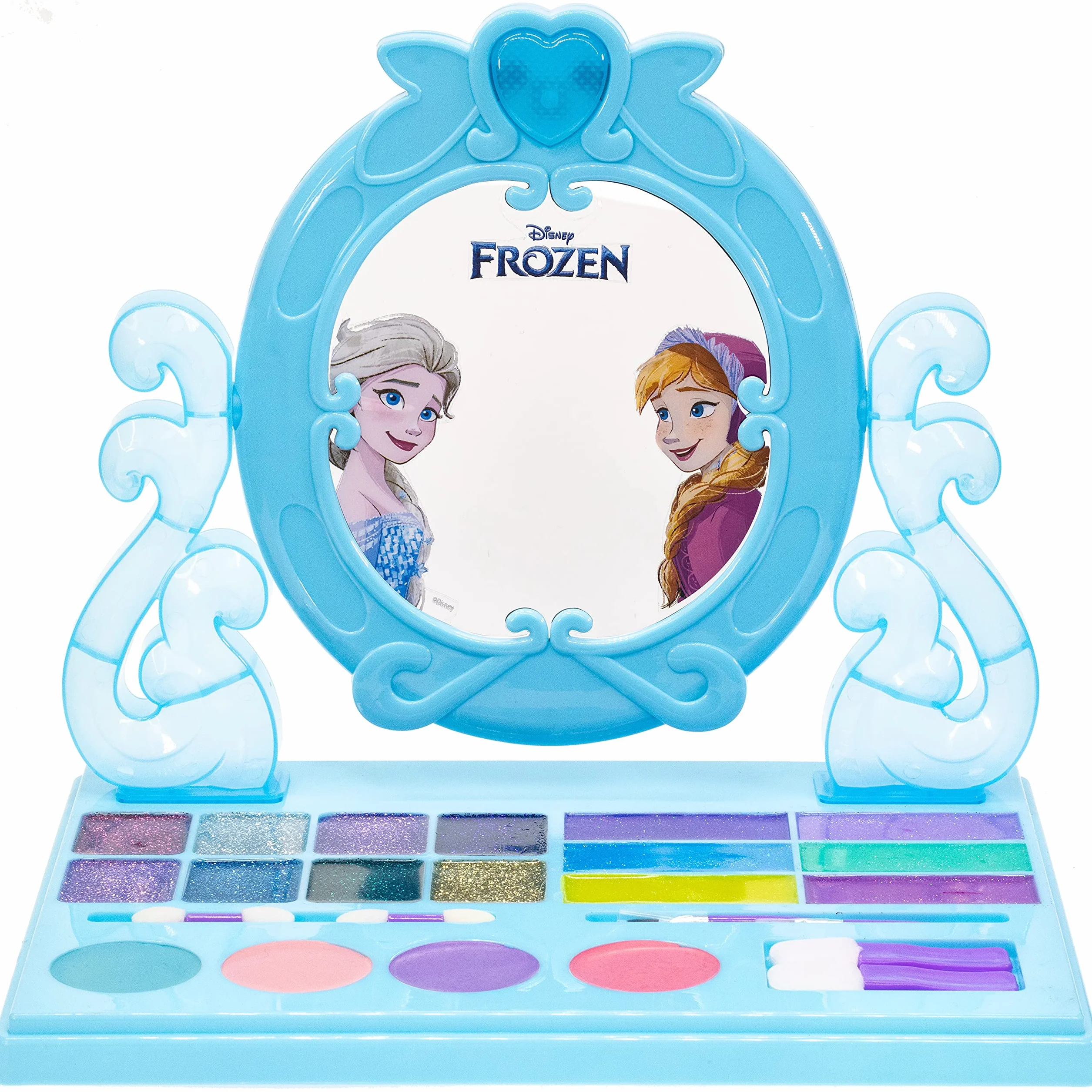 Disney Frozen – Townley Girl Kosmetyczny zestaw do makijażu z lusterkiem i wbudowaną muzyką zawiera błyszczyk, połysk i pędzle dla dzieci w wieku od 3 lat