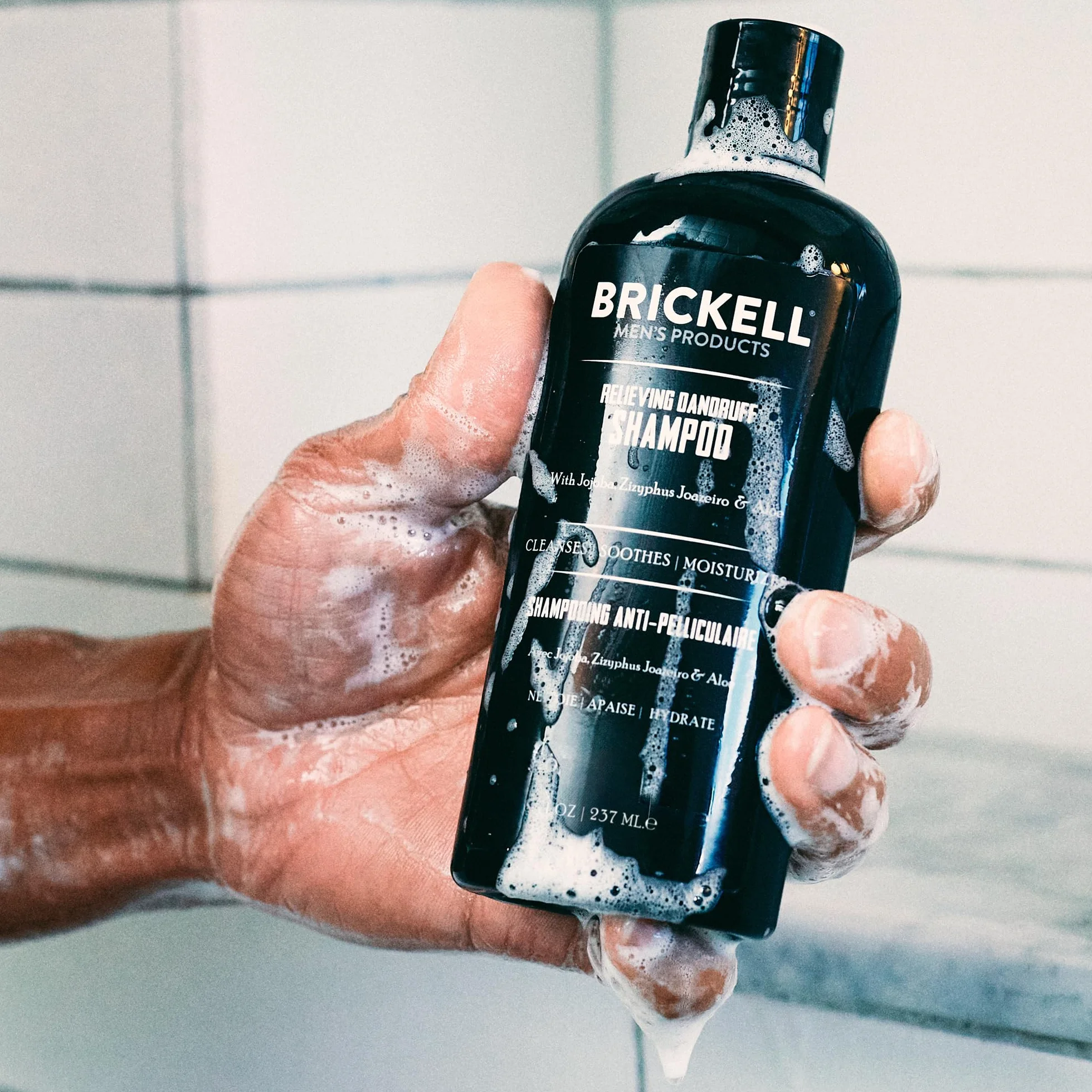 Brickell Męska rutyna pielęgnacji włosów, zestaw szamponu i odżywki przeciwłupieżowej, naturalny organiczny