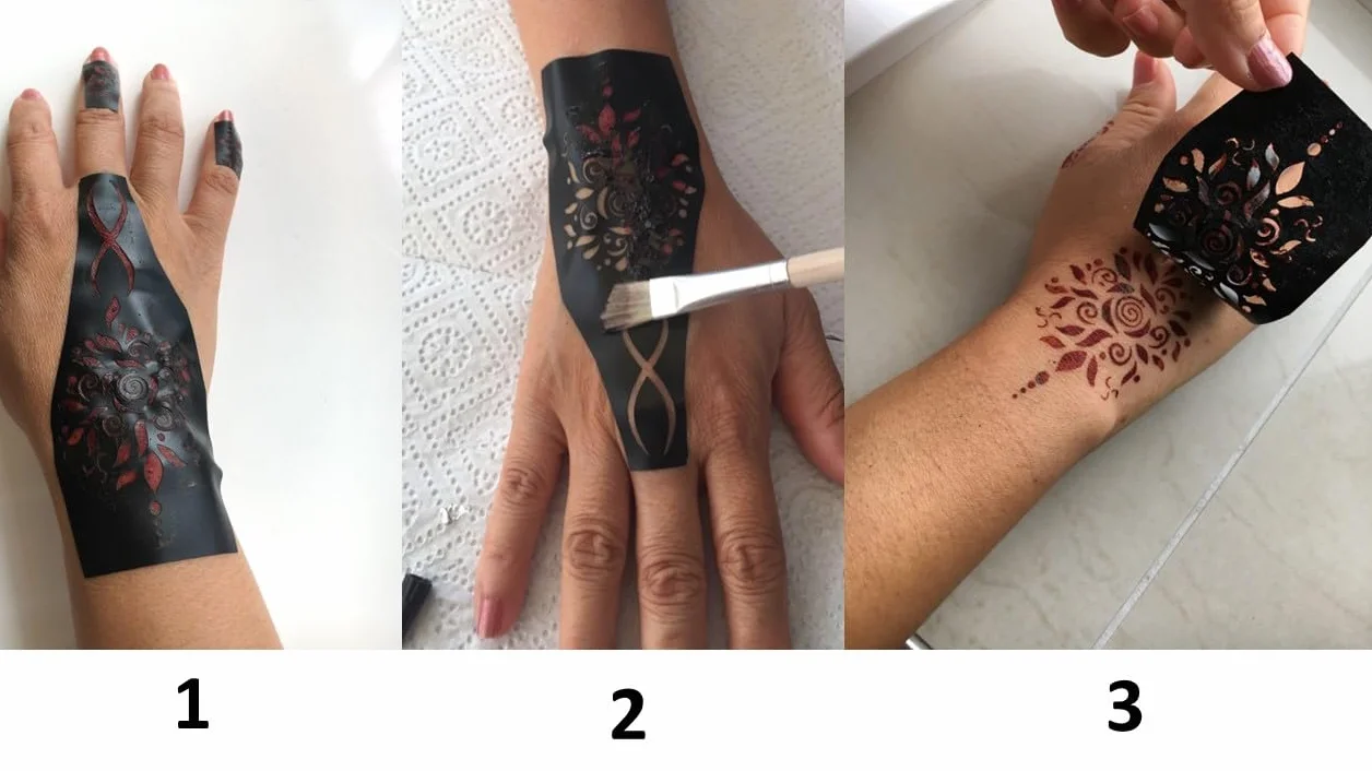 Akcja! Henna szablony do tatuażu 8 sztuk zestaw do jednorazowego użytku do rąk, również do tatuaży brokatowych i tatuaży Air Brush Set Jaiya