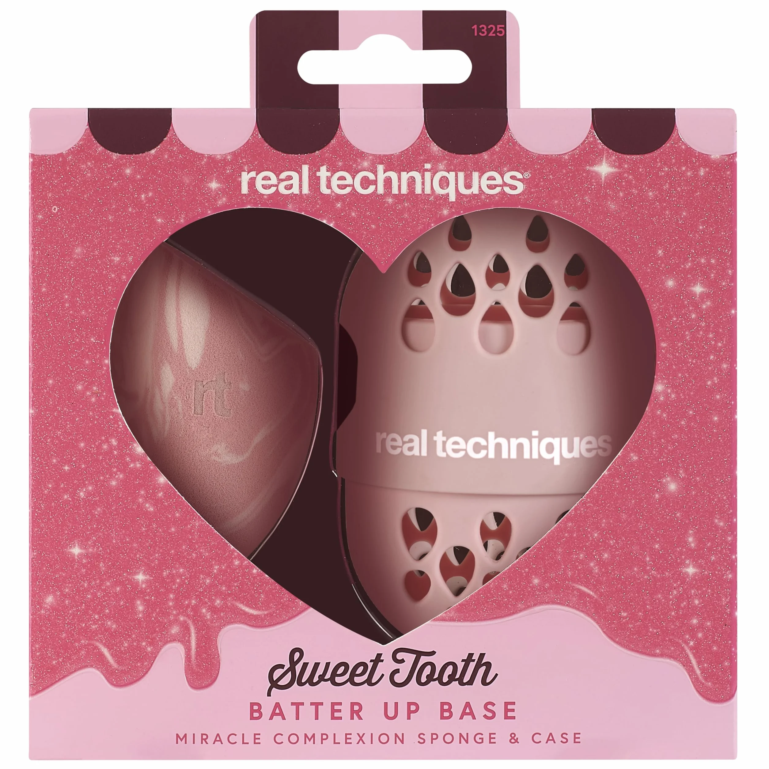 Real Techniques Sweet Tooth Batter Up Base Miracle Complexion Sponge & Case, Makeup Blending Sponge, Travel Case for Foundation, Skin Tint & Concealer, Cruelty-Free, 2 Piece Set