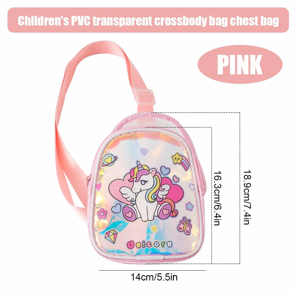 LEBKFT 1 szt. Jednorożec syrenka torba na ramię PVC przezroczysta torba crossbody mini portfel torba podróżna plaża podróż zamek błyskawiczny przezroczysta torebka do przechowywania telefonu