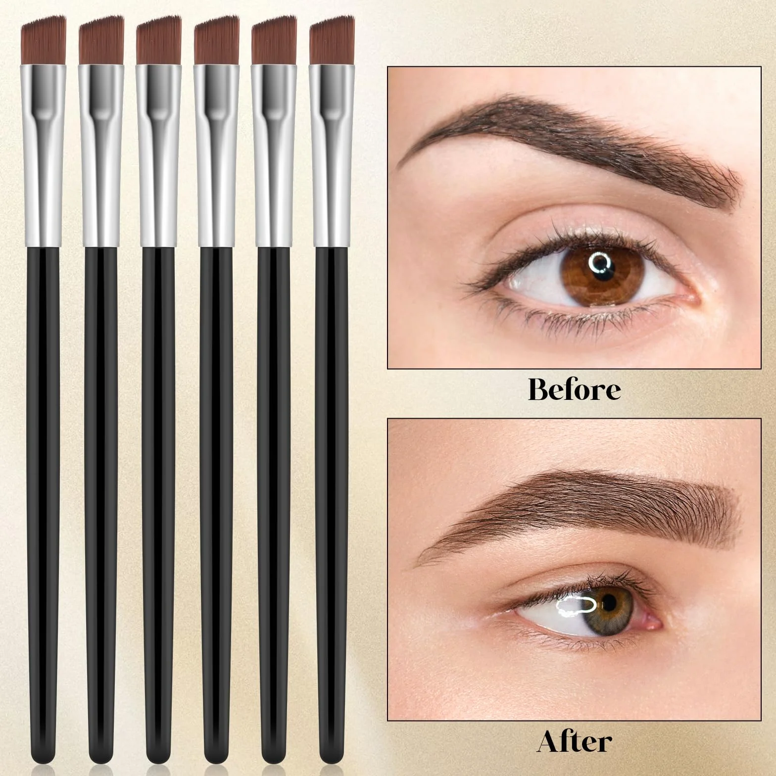 12 sztuk cienkich, zakrzywionych pędzli do brwi, zakrzywiony pędzel do eyelinera, delikatne zagięcie, miękkie włókna, 12,3 cm narzędzie do makijażu oczu