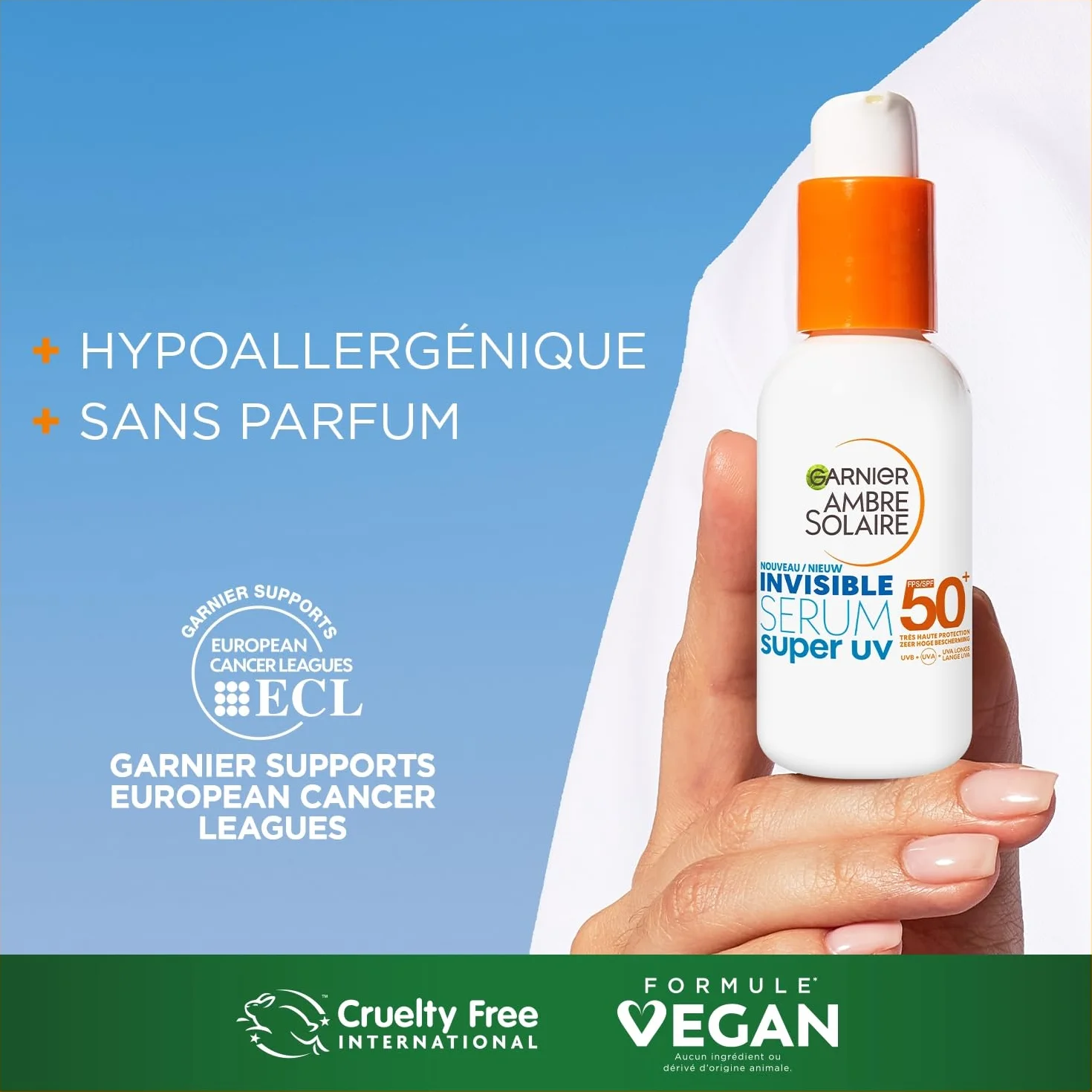 Garnier Amber Solar Super UV - Niewidzialne serum do twarzy - bardzo wysoka ochrona SPF50+ - dla wszystkich rodzajów skóry - 30 ml