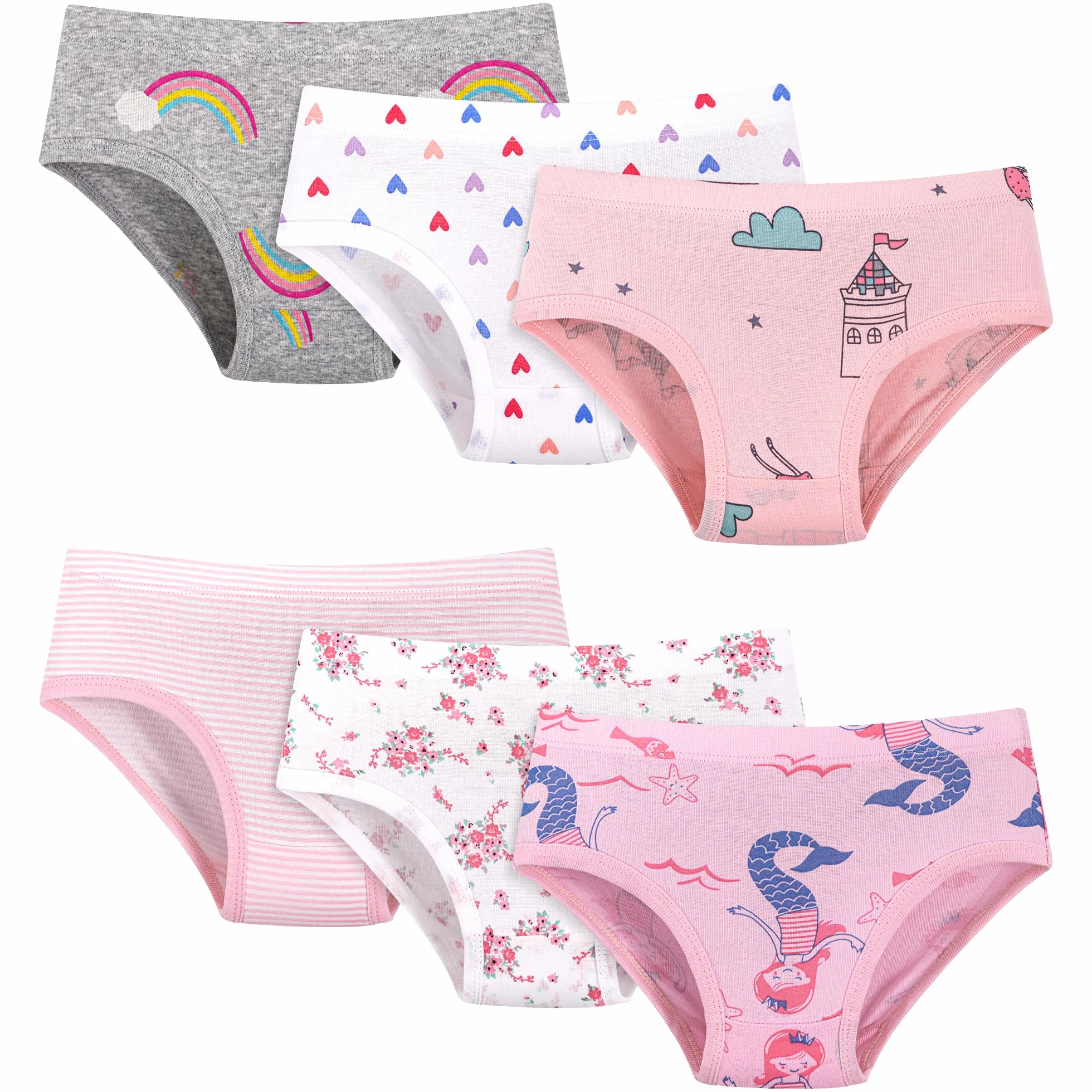 HYCLES Dziewczęce majtki szorty slipy bawełna bielizna Pantys 6-pak 2-8 lat
