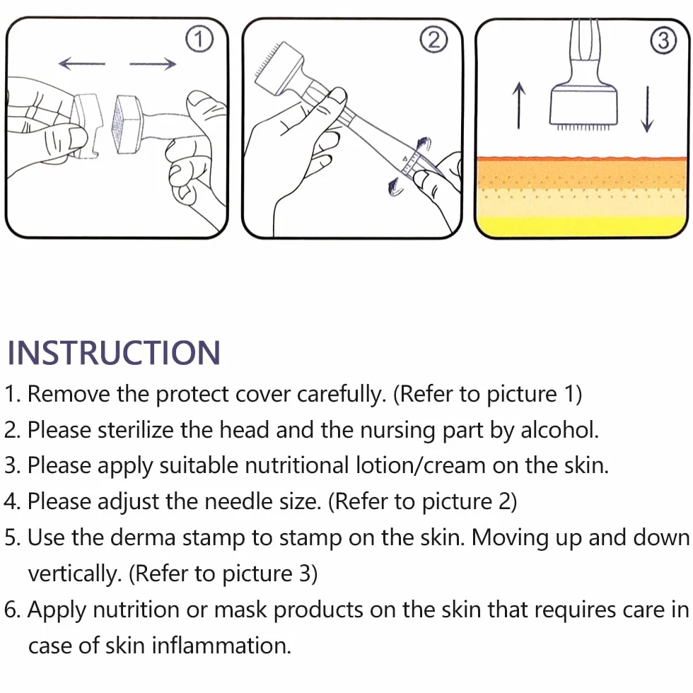 Aoyswuz Derma Stamp Microneedle Regulowany wałek do skóry 140 tytanowych igły