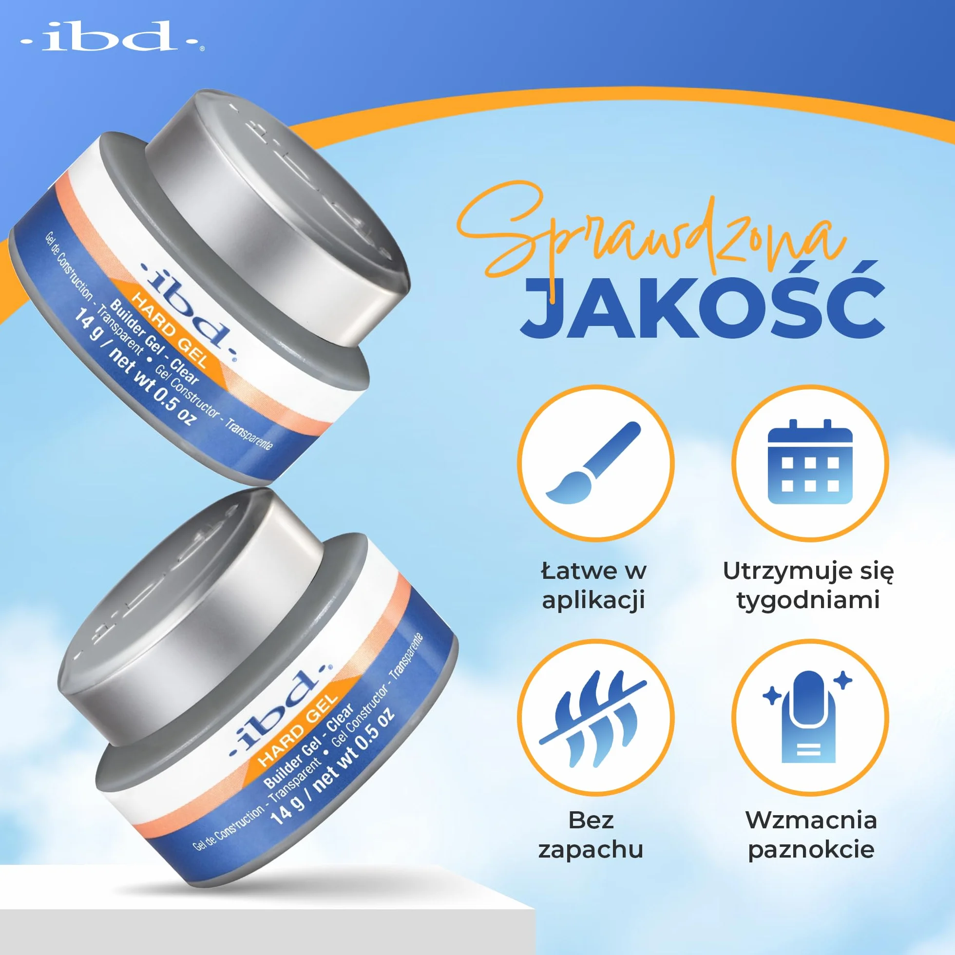IBD Hard Gel Builder Gel Clear 14 g żel budujący do paznokci żelowych