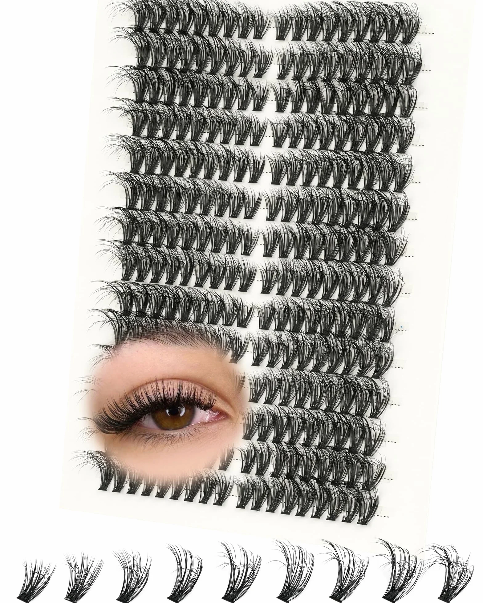 EMEDA Efekt 3D Klastry rzęs 40D Cluster Przedłużanie rzęs 8-16 mm Mix C Curl Cluster Lashes Naturalne i puszyste Przedłużanie rzęs Pojedyncze rzęsy DIY (40D, 0,07 C Mix)