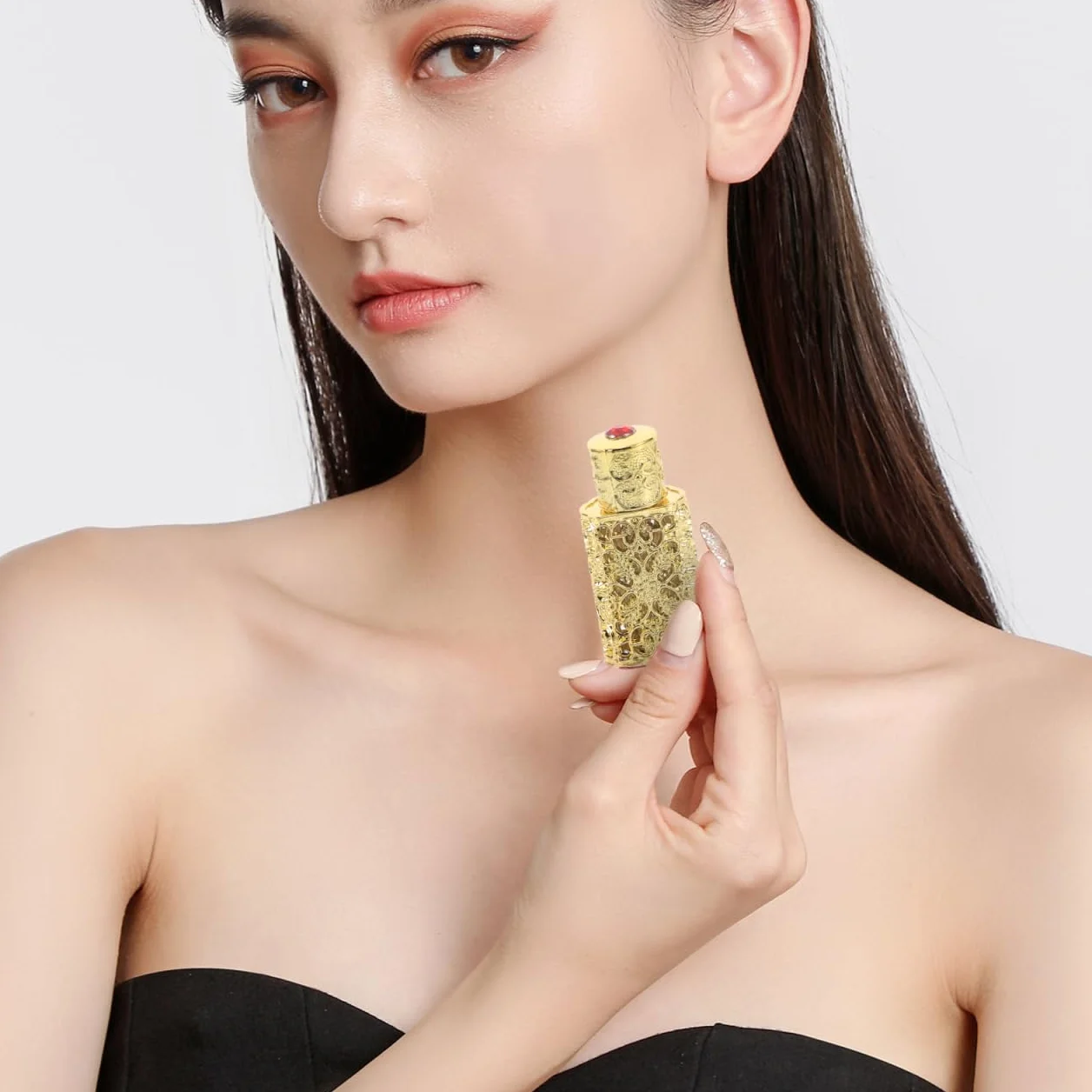 minkissy Butelka na perfumy z olejkiem eterycznym, w stylu vintage, do esencji, flakon retro do samodzielnego wykonania, kompaktowa do podróży, uchwyt na olejki eteryczne, butelka do przechowywania