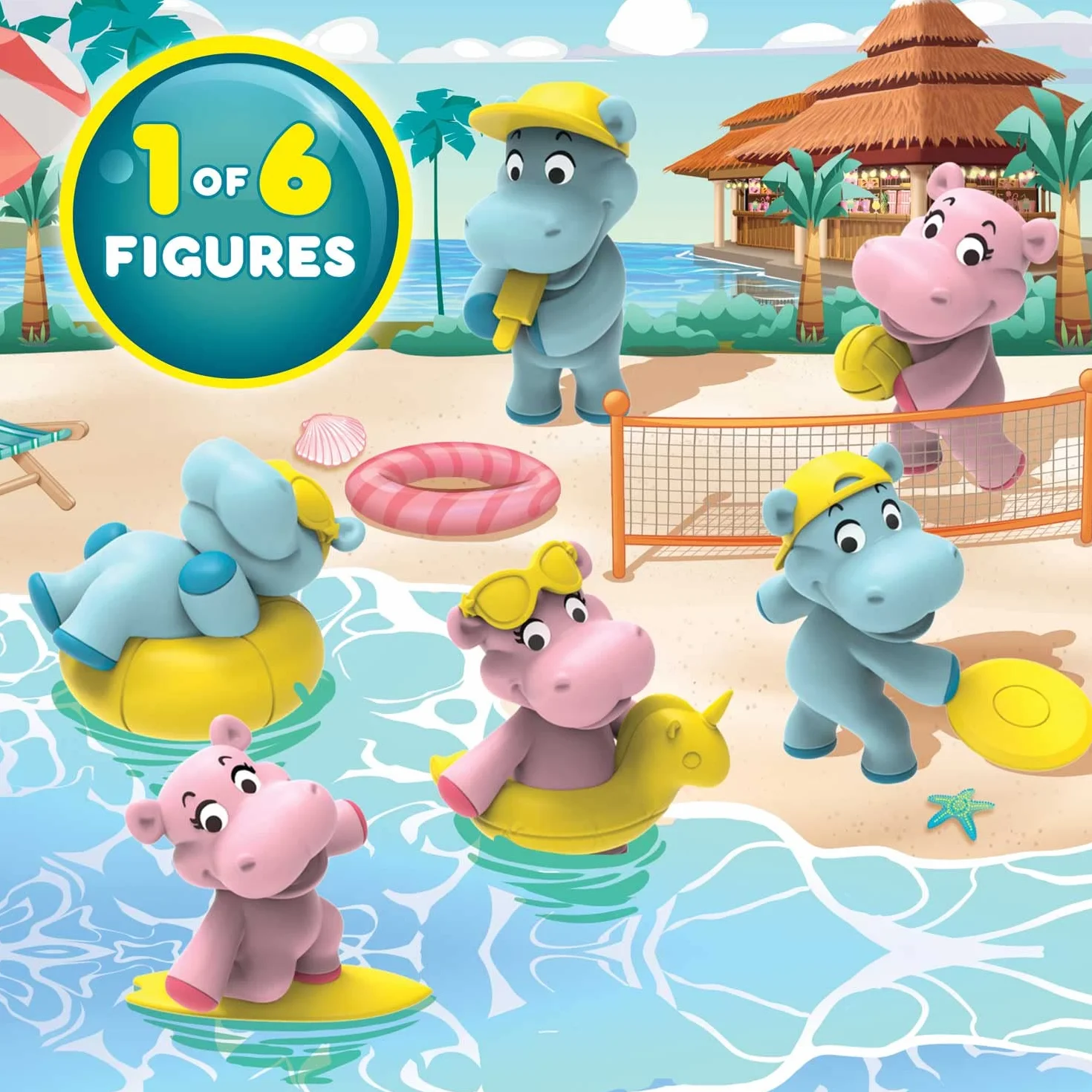 INKEE Fun Beach | Zestaw 3 Bomb do Kąpieli dla Dzieci z Figurkami Hipopotama, 3x Kule do Kąpieli z Niespodzianką, Aromat Arbuza, z Masłem Mango