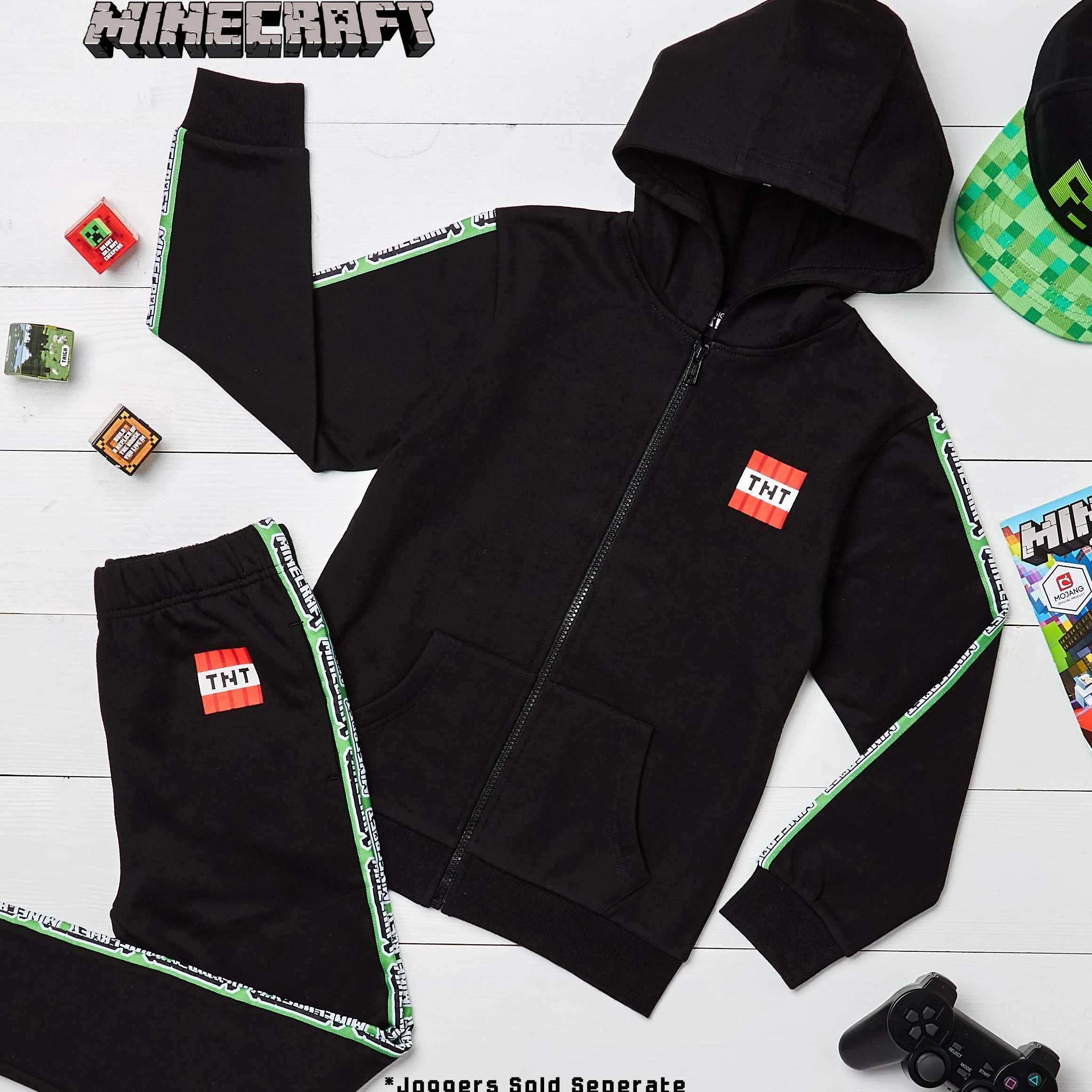 Minecraft Bluza z kapturem dla chłopców, bluza z kapturem z zamkiem błyskawicznym, wygodna, długa bluza z długim rękawem i kapturem, prezenty dla graczy, dla chłopców, dziewcząt, nastolatków w wieku 5–14 lat