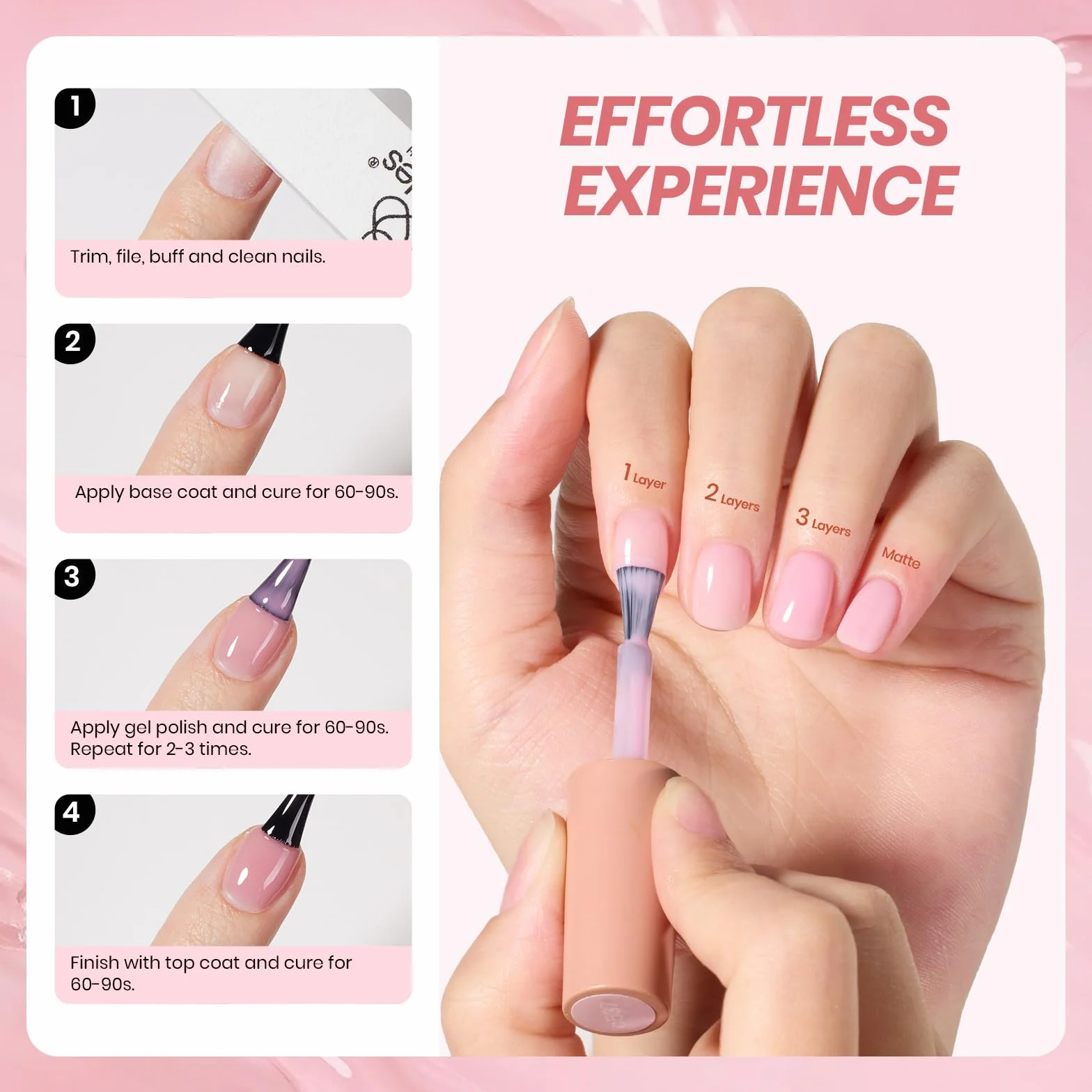 Beetles Jelly Gel Nail Polish Zestaw 6 kolorów Neutralny przezroczysty lakier UV do paznokci Mleczny biały Nude Pink Półprzezroczysty żel do paznokci DIY Manicure