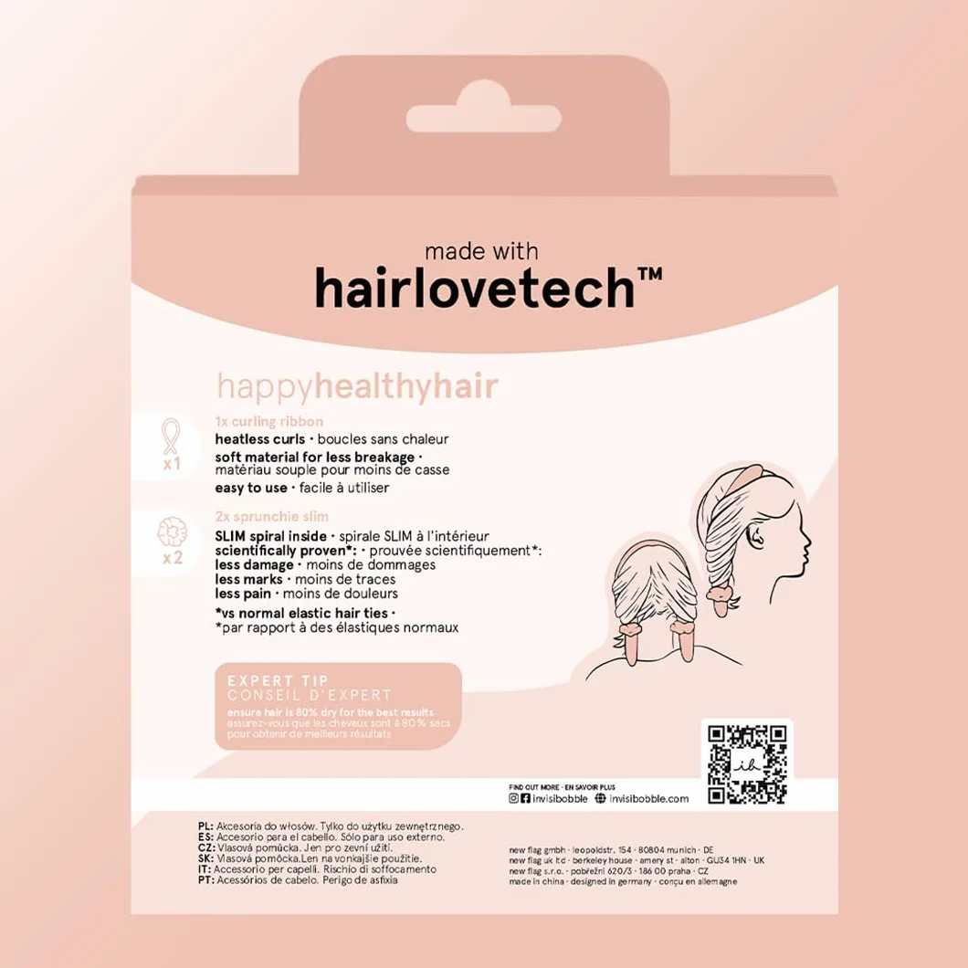 invisibobble Zestaw loków bez heatless curl I lokówka bez wysokiej temperatury antypoślizgowa I aksamitna taśma na noc I lokówka do włosów średniej długości