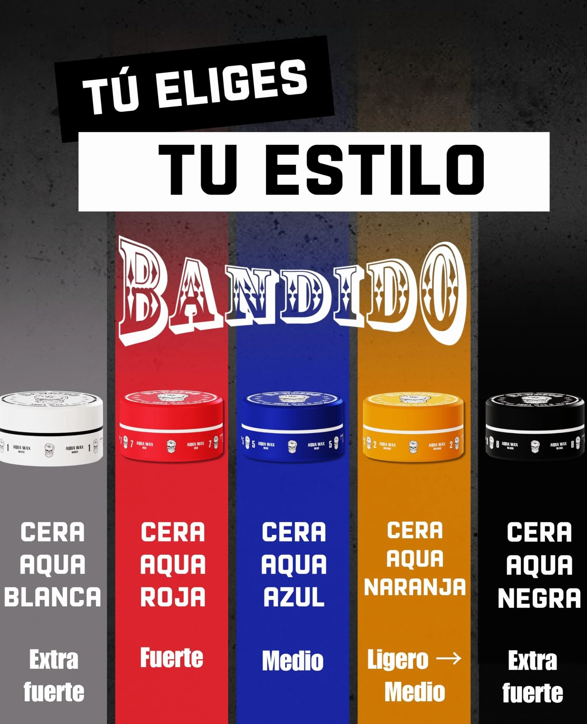 BANDIDO Aqua Hair Wax nr 8 Black 150 ml Mocny wosk do włosów dla mężczyzn