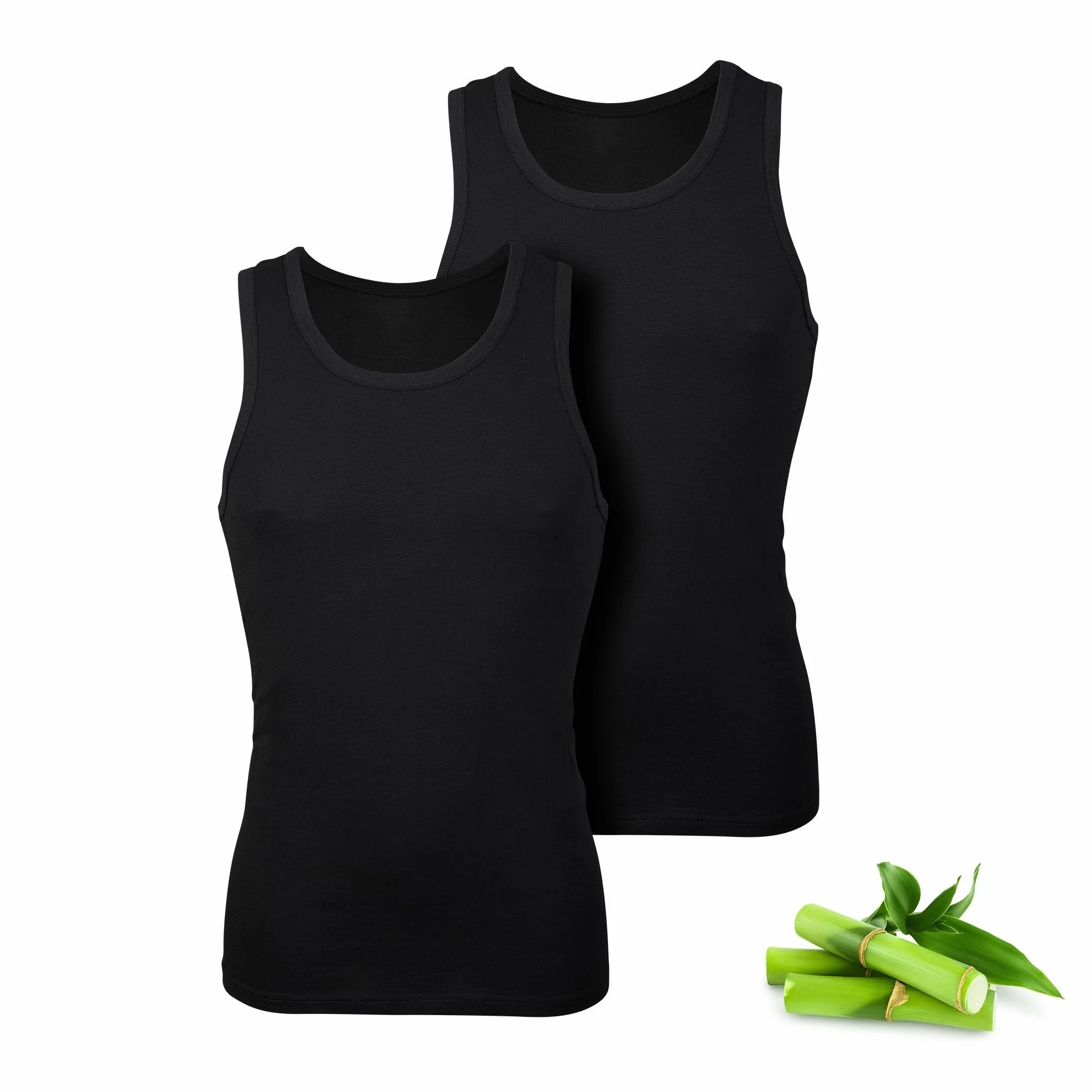 Basic Treasure 2-pak podkoszulek męski, tank top męski, bardzo miękki bambus bawełna, podkoszulki męskie czarne lub białe, czarny, XL
