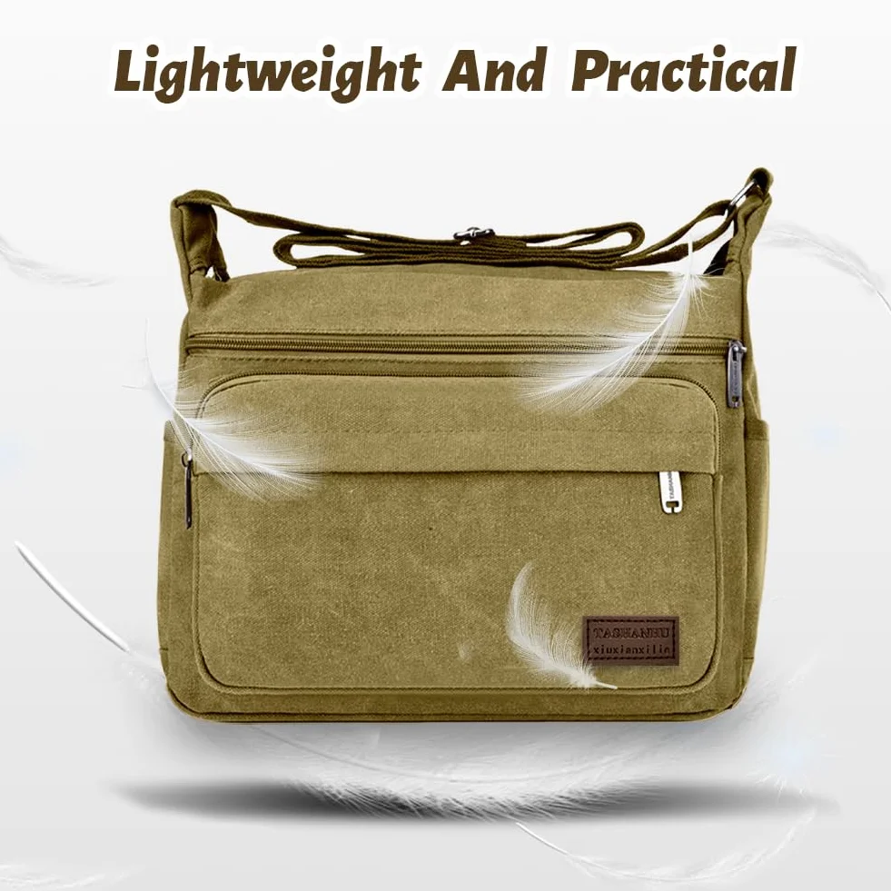 Aucuu Wodoszczelna torba na ramię dla mężczyzn, wielofunkcyjna torba listonoszka, płócienna torba na ramię, płócienna, torba na crossbody, torba robocza, torba męska do szkoły, na podróż, do pracy