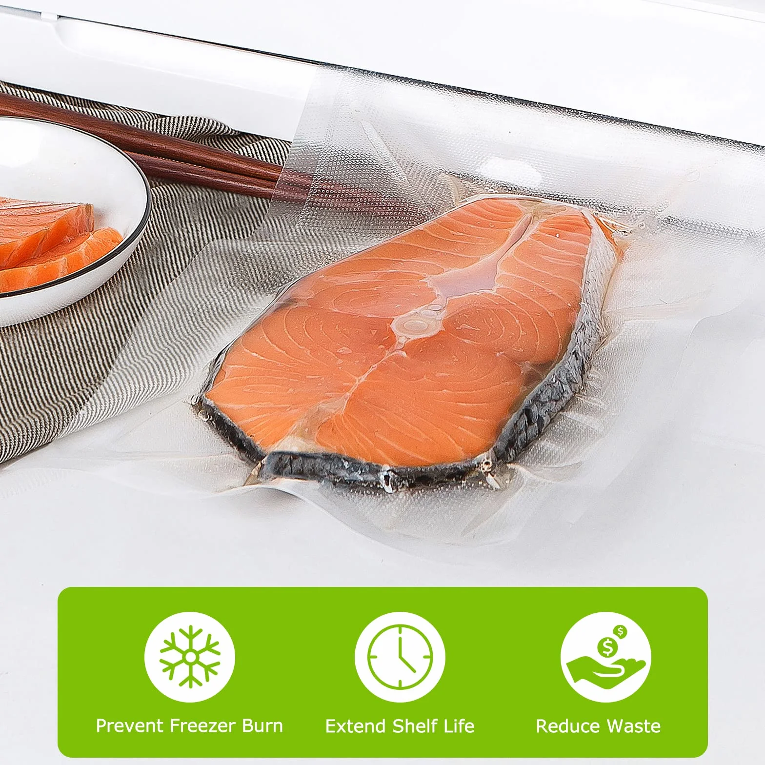 Bonsenkitchen Profesjonalne Worki Próżniowe, do Wszystkich Zgrzewarek Próżniowych, bez BPA, Odporne na Gotowanie, Worki do Zamrażania, do Sous Vide, 20 x 30 cm, 100 Worków