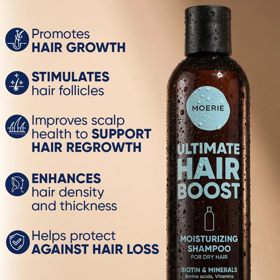 Moerie Ultimate Hair Growth Shampoo – dla dłuższych, grubszych, pełnych włosów – wegańskie, przyjazne dla skóry – bez parabenów i silikonu – wszystkie rodzaje włosów – odwrotne wypadanie włosów