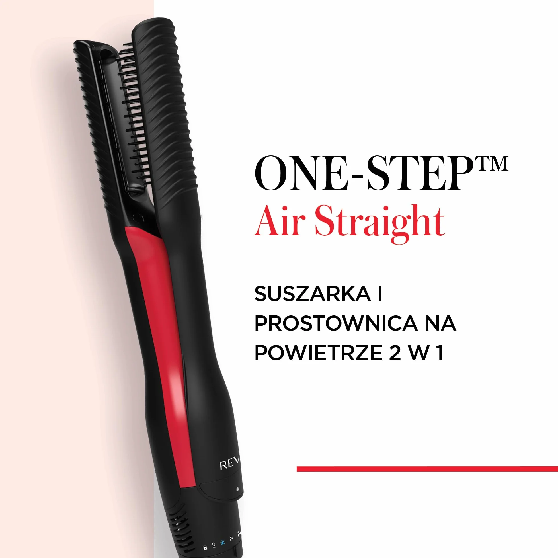 Revlon One-Step Air Straight 2-in-1 Dryer & Air Straightener | Dry & straighten with hot air without extreme heat, Optional Shine Boost with heated teeth & plates infused with Argan oil | RVDR5330UK