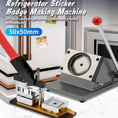 Maszyna do magnesów fotograficznych DIY magnesy na lodówkę Pin Maker z zestawami materiałów eksploatacyjnych i obcinaka do papieru, zawiera materiały do tworzenia identyfikatorów guzikowych