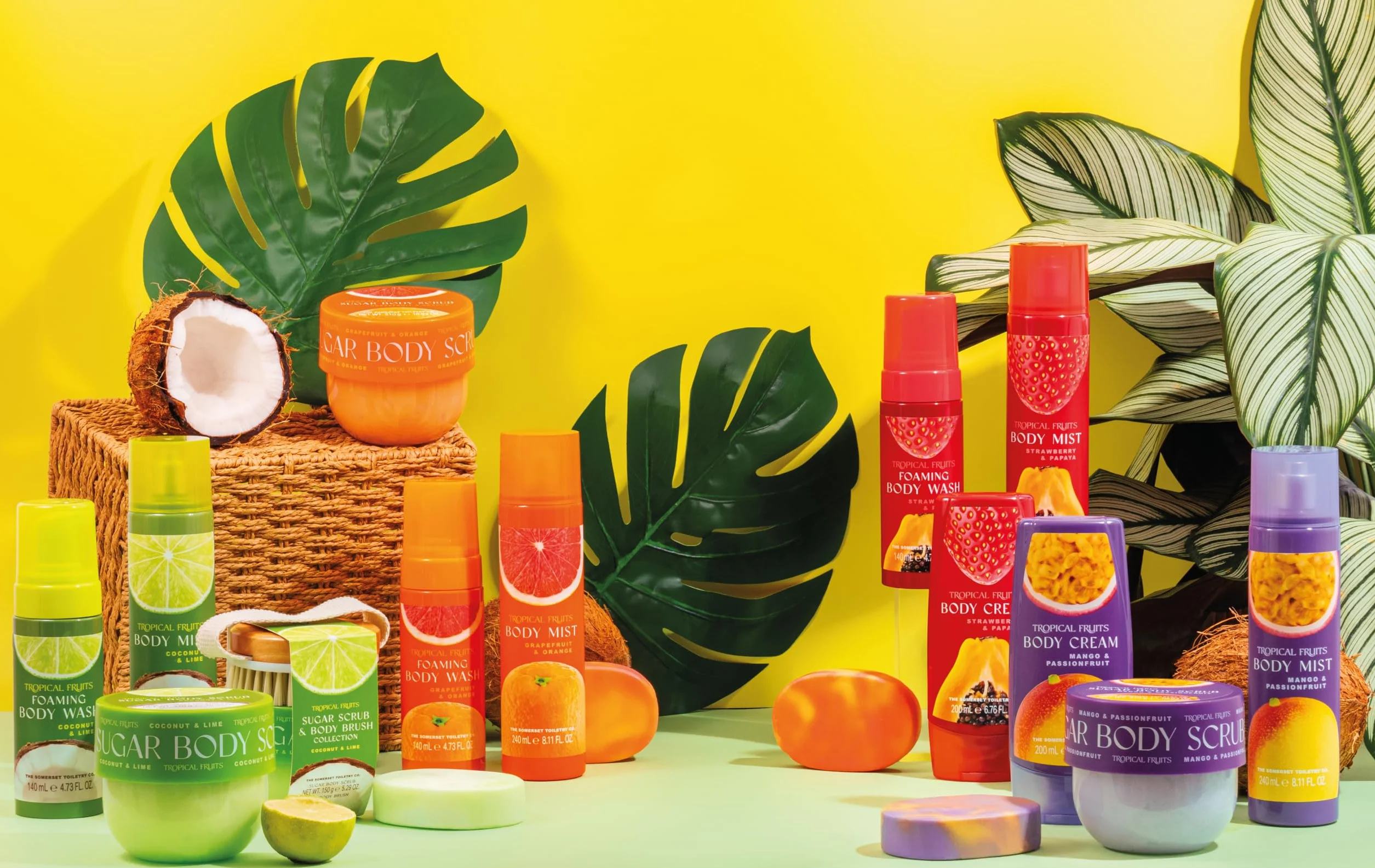 Tropikalne owoce delikatny złuszczający słodki peeling i pędzel kokos i limonka 150g
