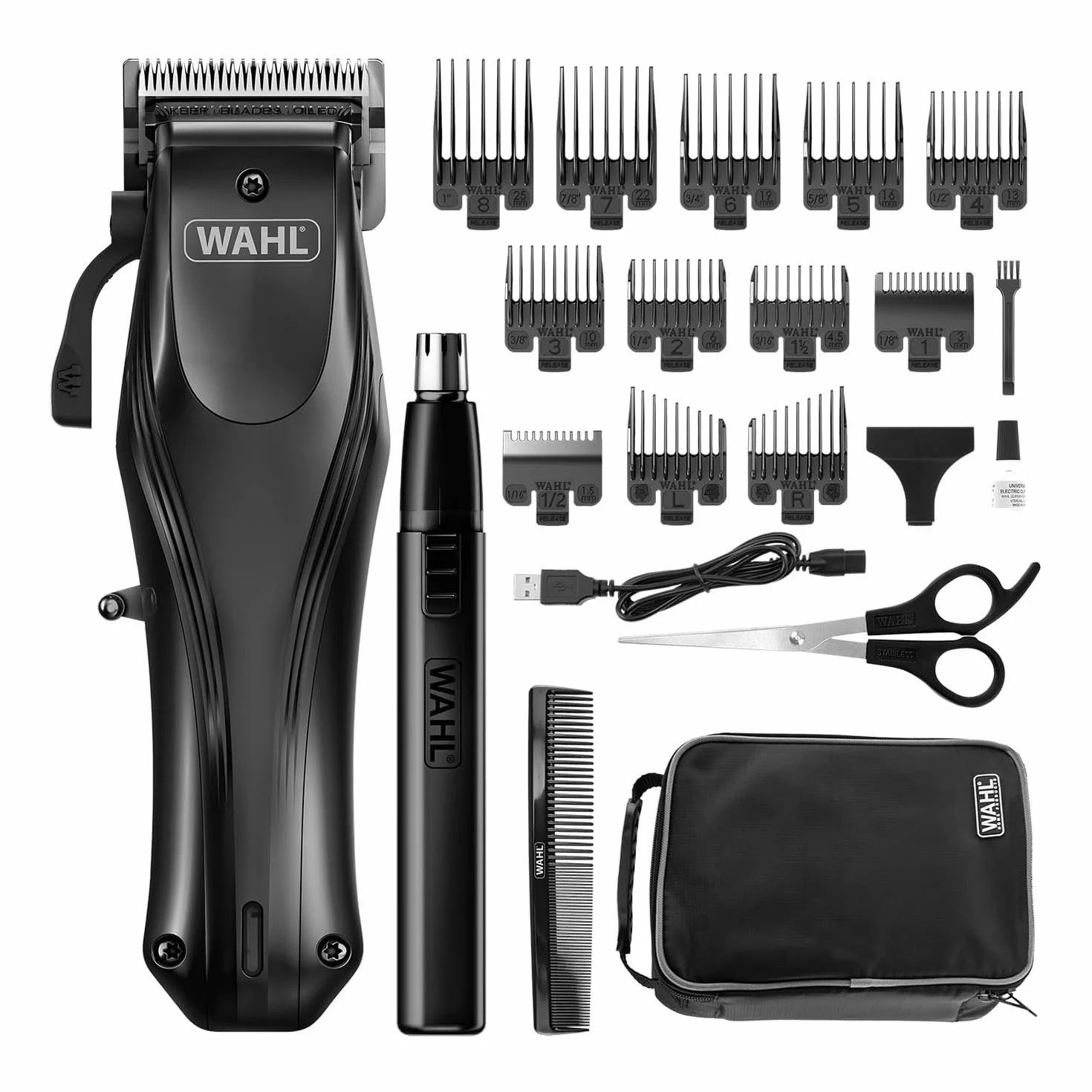 WAHL Rapid Clip Maszynka do Włosów dla Mężczyzn Ładowanie USB Usuwanie Włosów z Uszu Nosa Dźwignia Regulacji Akumulator Litowo-Jonowy Ergonomiczny Uchwyt