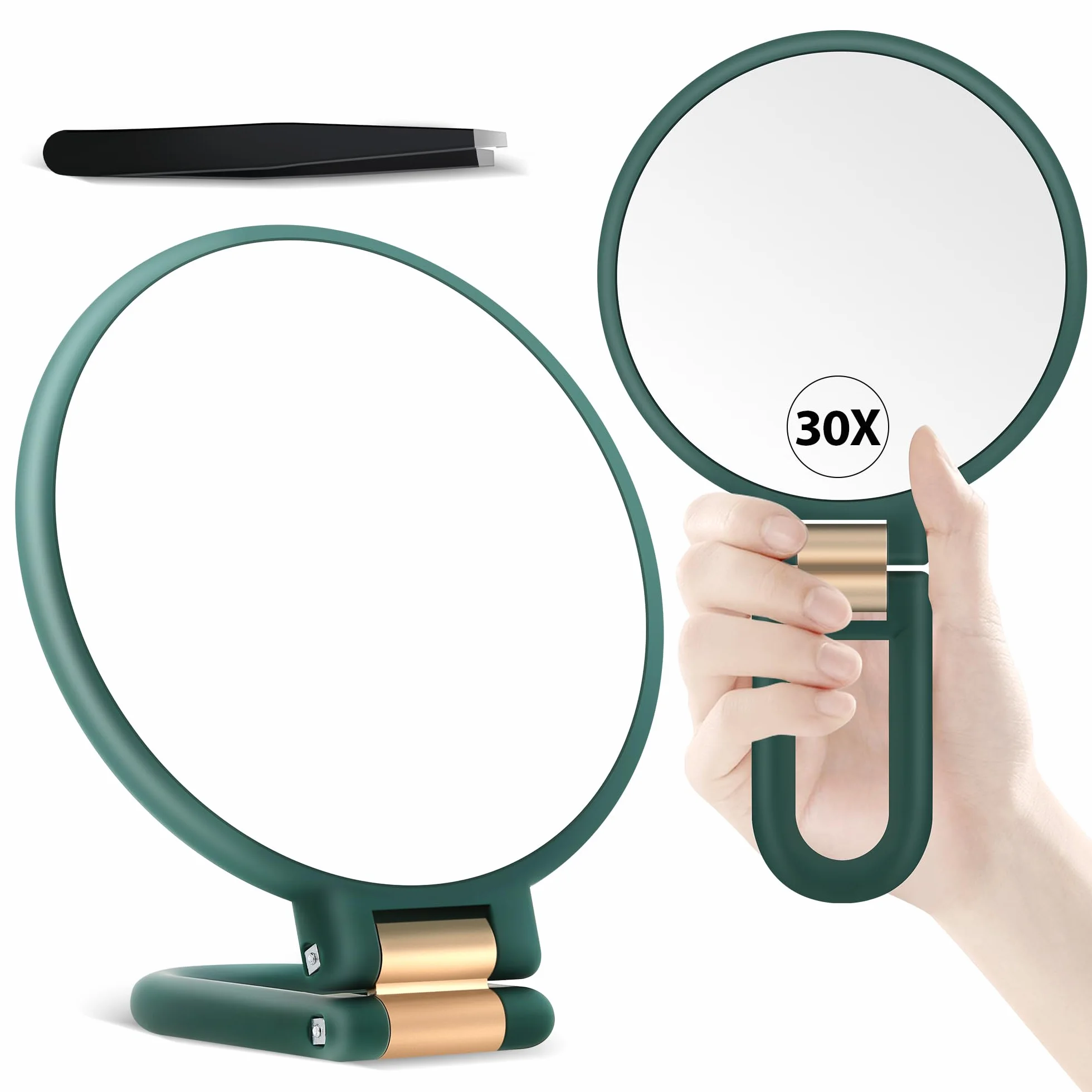 MIYADIVA Dwustronne lusterko powiększające 30X/1x z regulowanym uchwytem 360°