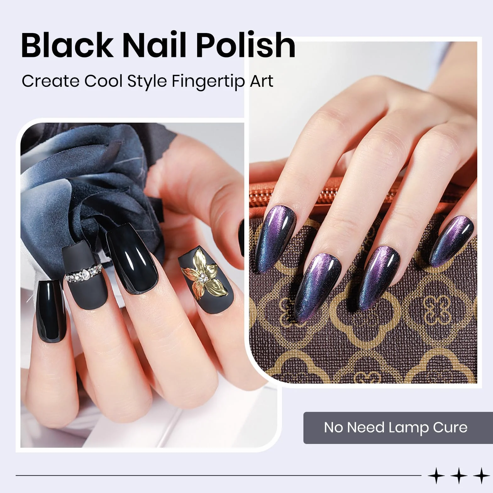 SUPWEE Lakier do paznokci, czarny, 16 ml, szybkoschnący, długo utrzymujący się czarny lakier bez lampy UV Oil Based Black Nail Polish do manicure w domu