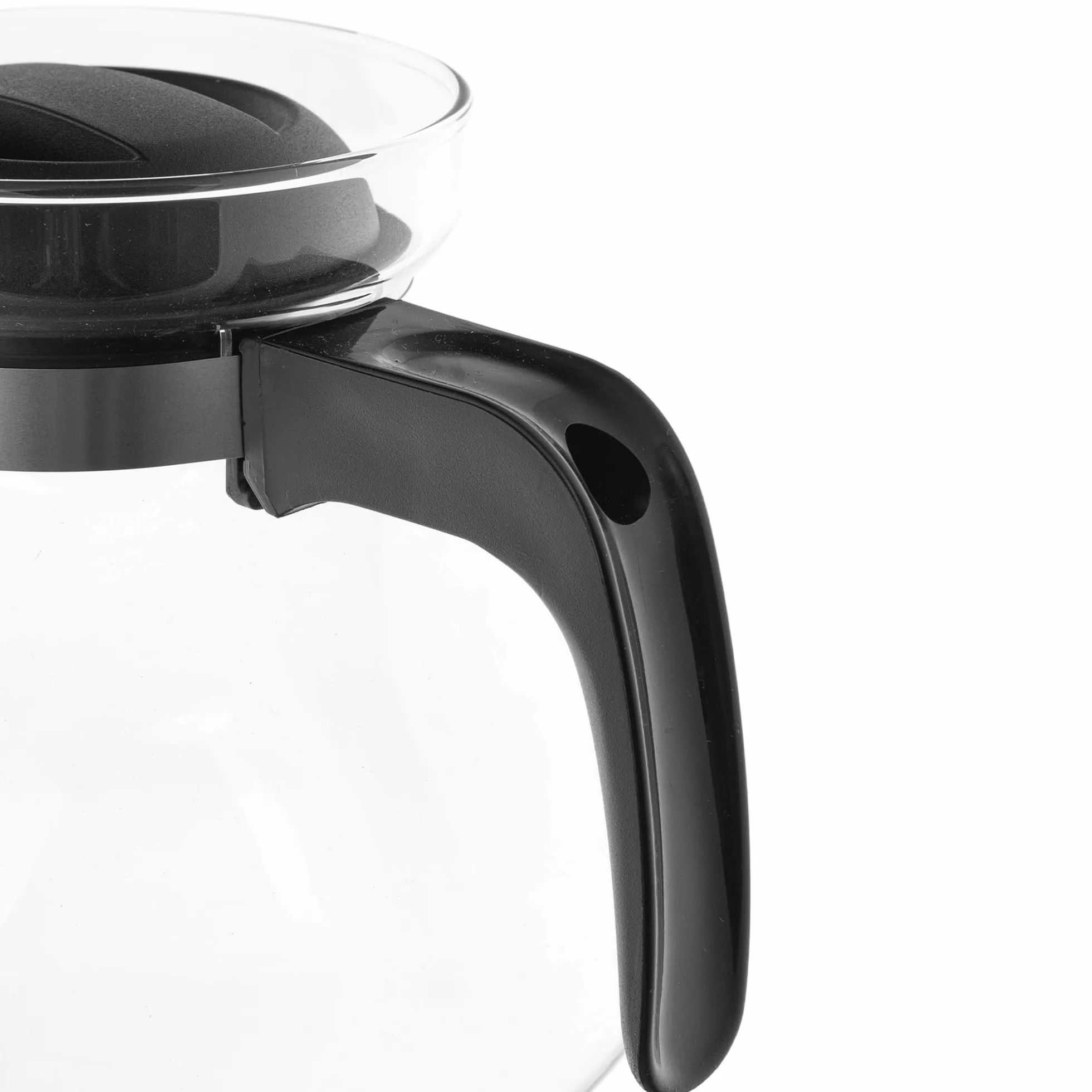 KADAX Dzbanek do herbaty, kawy i soku 1,7 l ze szkła żaroodpornego, z ergonomicznym uchwytem i zdejmowaną pokrywką, kolor czarny