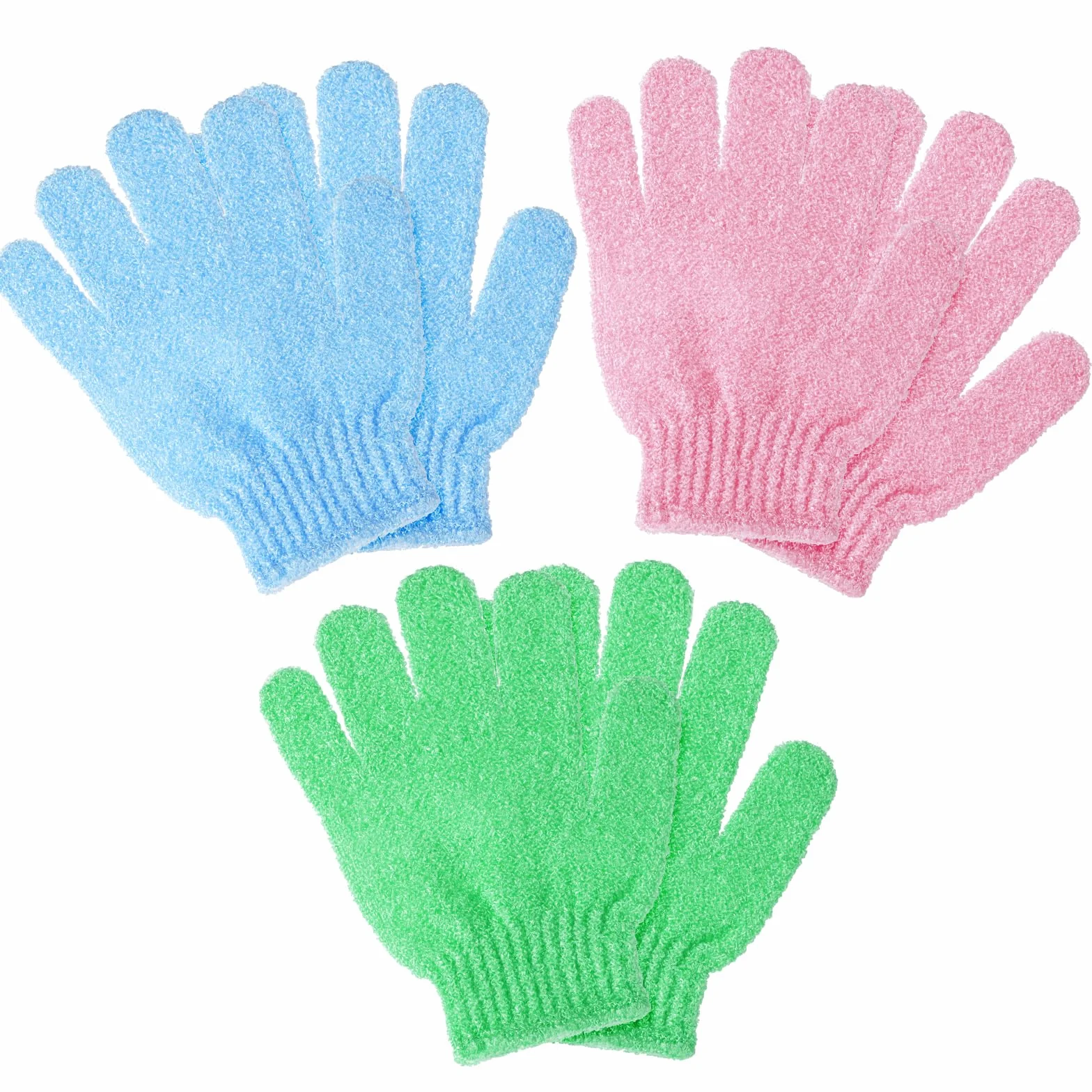 URAQT Bambusowe rękawiczki do peelingu, 6 szt. Rękawica do peelingu ciała, złuszczające rękawice prysznicowe, rękawice złuszczające, rękawice do kąpieli dwustronne peeling wielokrotnego użytku do