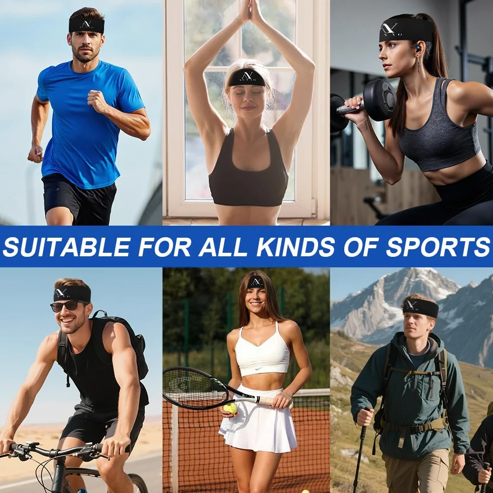AUYAO Sportowa opaska na czoło dla kobiet i mężczyzn, oddychająca opaska przeciwpotowa na czoło, szybkoschnąca, opaska na czoło, unisex, opaska przeciwpotowa, opaska na czoło, do biegania, jazdy na