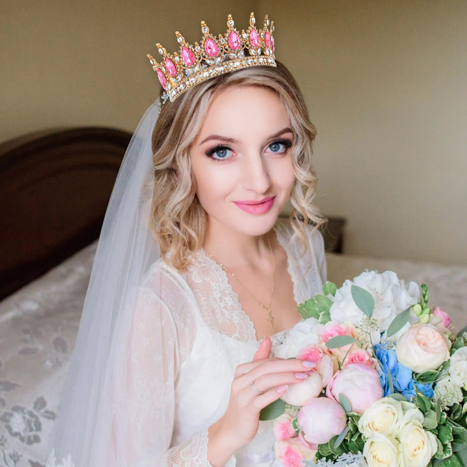 1 sztuka Tiara księżniczki Korona Damska Tiara z kryształami Tiara dla dziewczyn Damska kryształowa Tiara Damskie vintage tiary Błyszczące diademy Biżuteria do włosów dla panny młodej, ślub, bal
