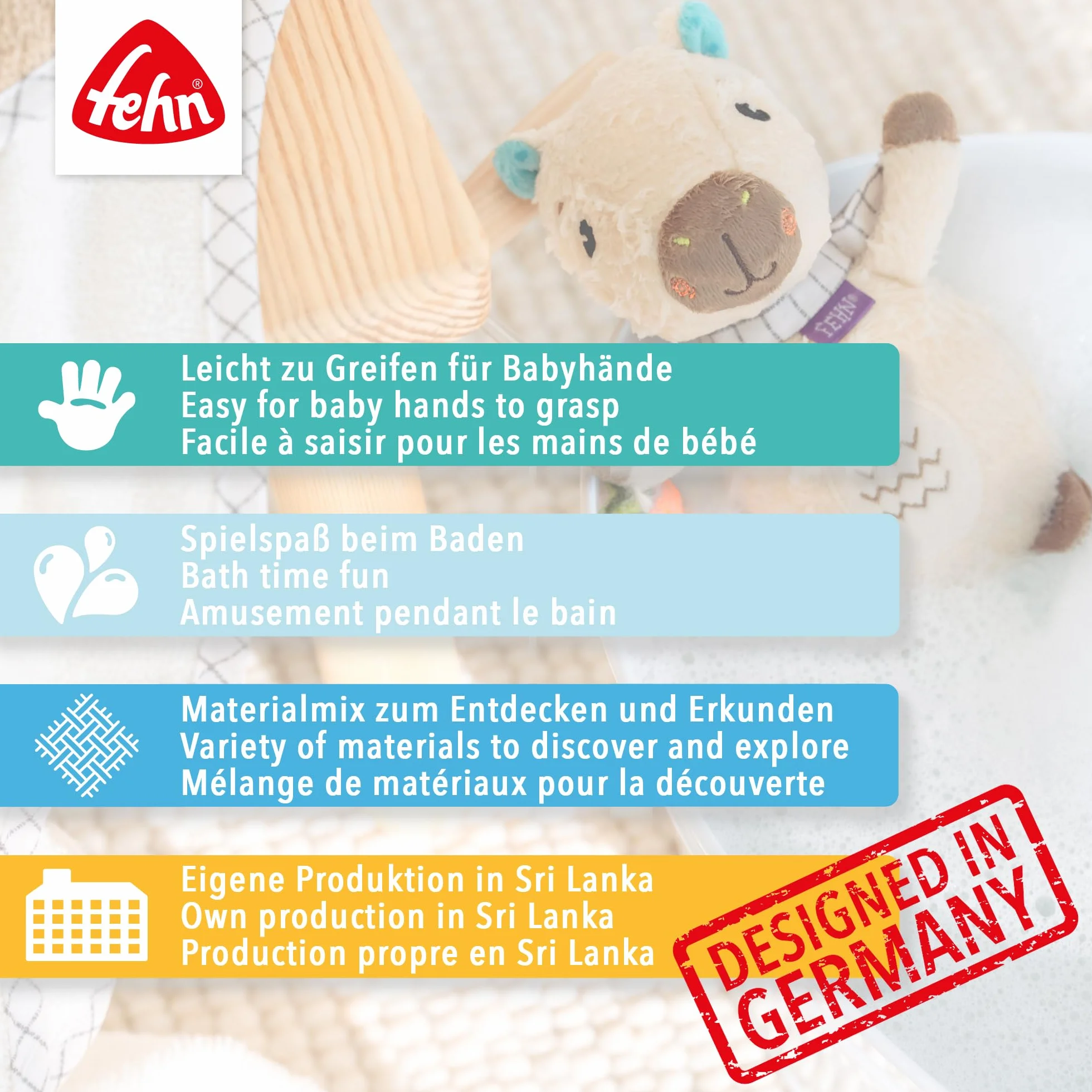 Fehn Wydra dla zwierząt do kąpieli - zabawka do kąpieli z pływającej tkaniny do urozmaicenia przyjemności i zabawy w wannie, zabawka wodna dla niemowląt i dzieci od 0 miesiąca życia