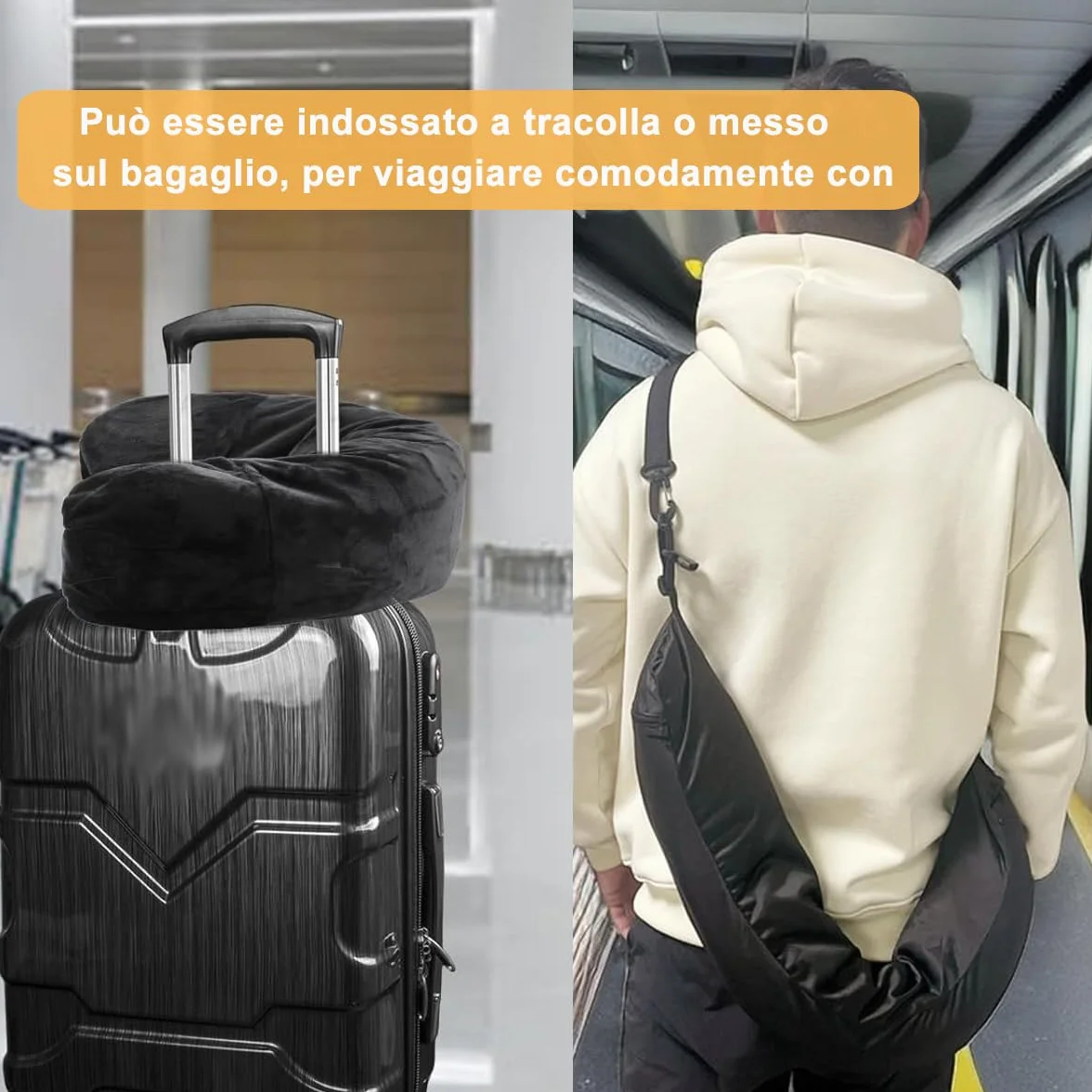 Wyściełana poduszka na kark, wielofunkcyjna poduszka podróżna na szyję w kształcie litery U z regulowanym paskiem na ramię do podróży 3-5 dni bez wypełnienia