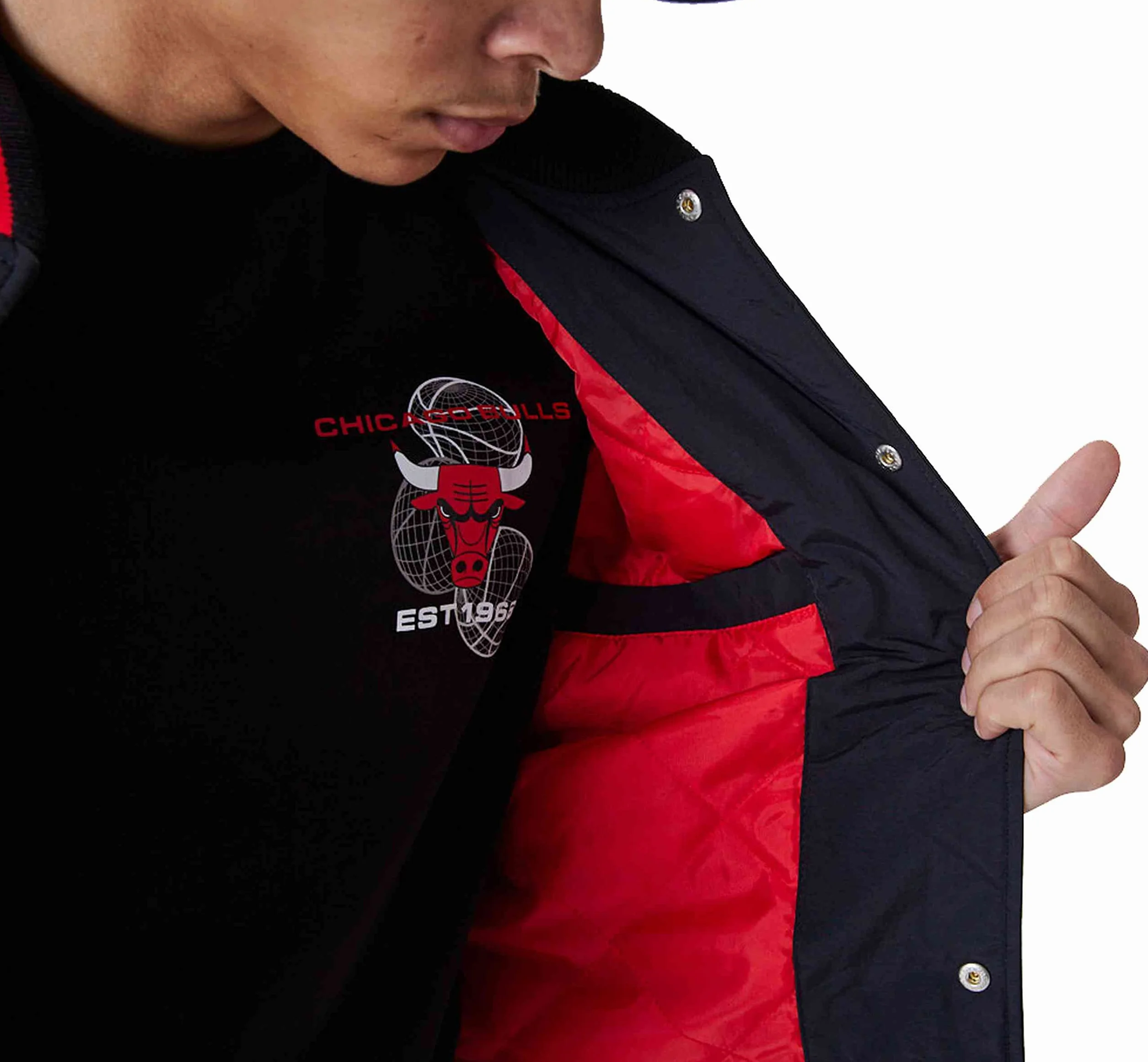New Era Team Logo Bomber Chicago Bulls Jacket 60284773, Męska kurtka, czarny, M EU, Czarny