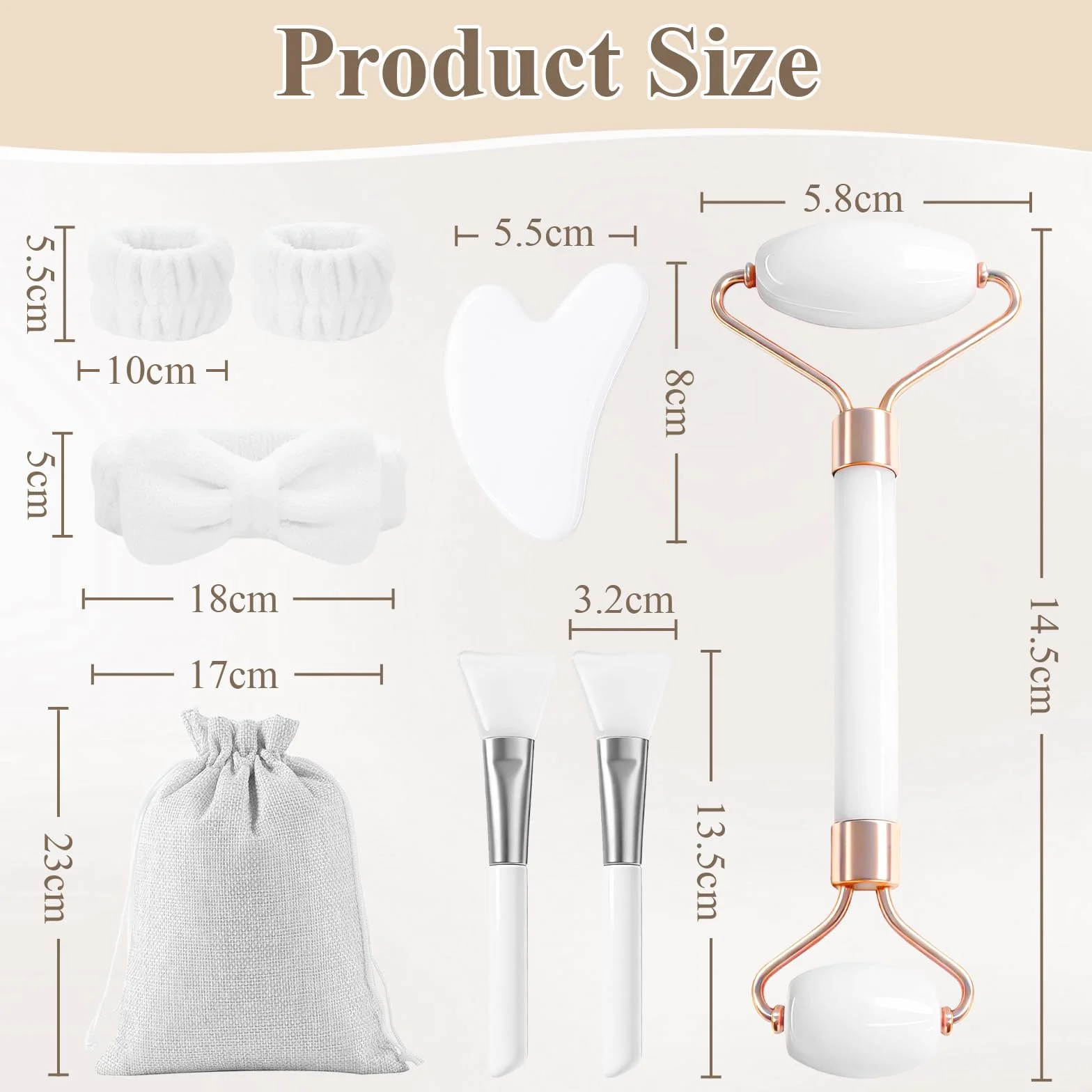 flintronic Zestaw 7 w 1 Gua Sha do twarzy, Gua Sha i wałek do twarzy, wałek do masażu twarzy przeciwzmarszczkowy, łagodzi skórę i eliminuje obrzęk oczu
