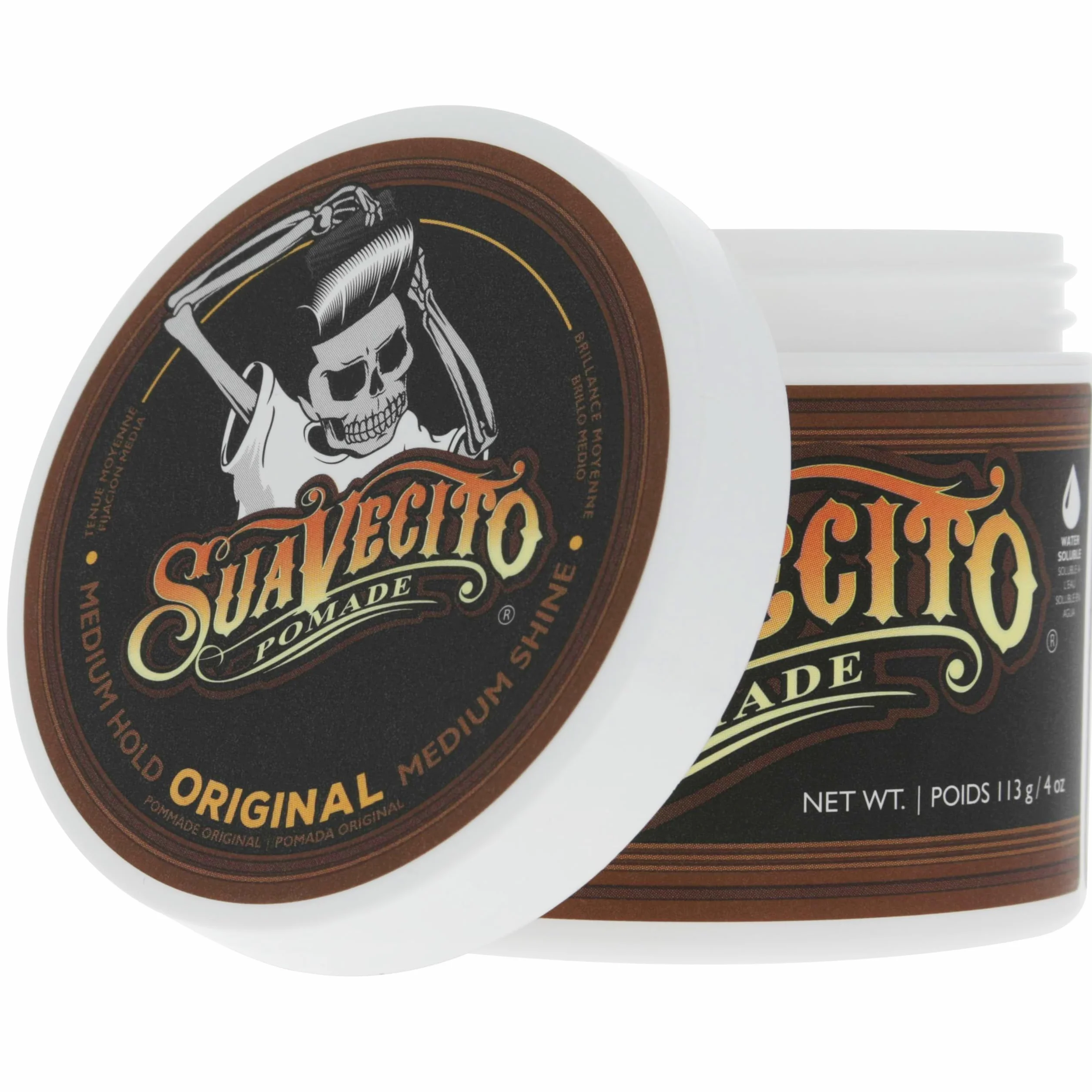 Suavecito Pomade Original Hold, Medium Hold Hair Pomade For Men, Medium Shine Water Based Wax, 4oz/113g