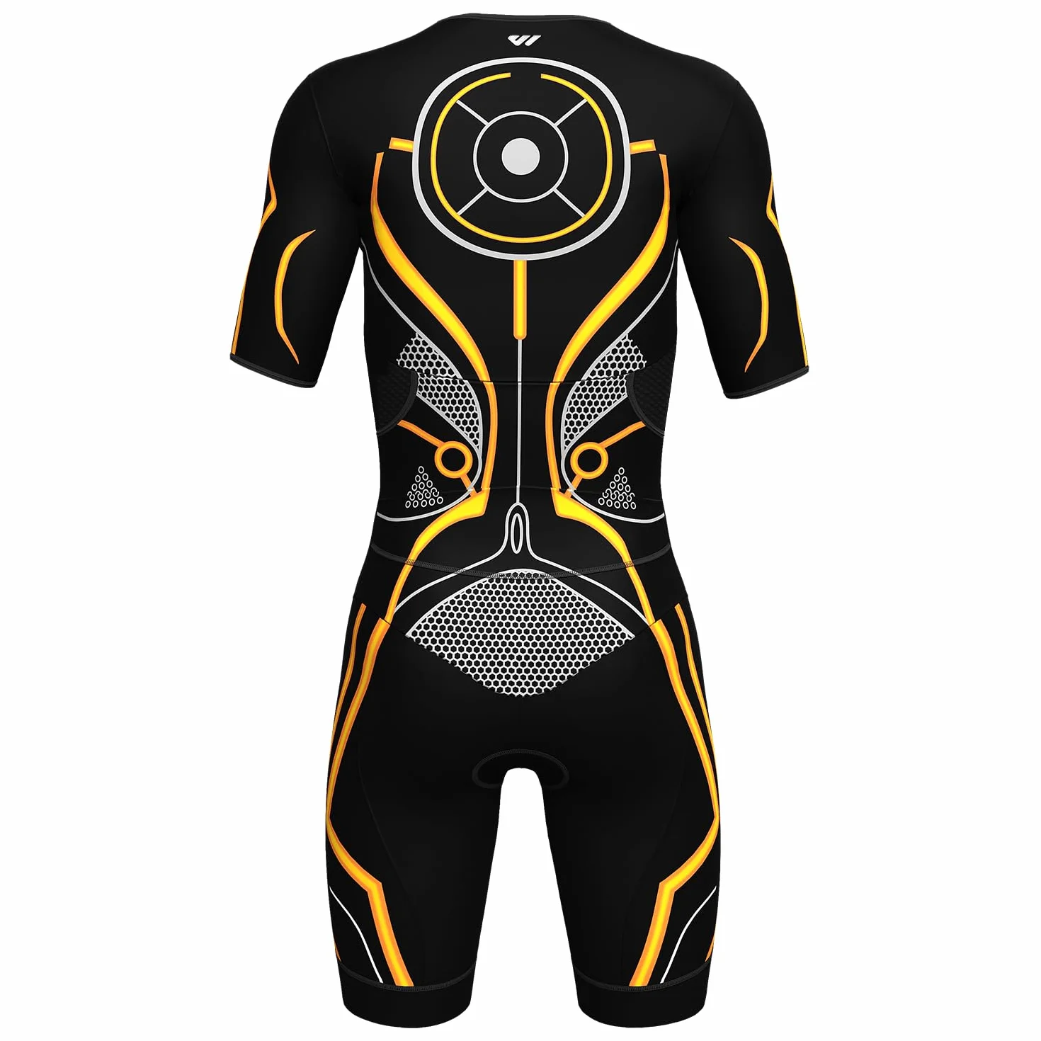 Lo.gas Męski strój triatlonowy Pro Trisuit z krótkim rękawem na wyścigi Ironman i triathlon – wysokiej jakości strój triatlonowy dla mężczyzn, pomarańczowy 2, XL
