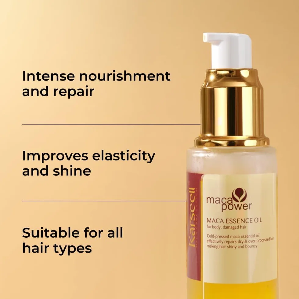 Karseell Maca Essence Repair Set, Collagen Hair Mask & Hair Oil Głęboka naprawa włosów Pielęgnacja suchych i zniszczonych włosów Wszystkie rodzaje włosów 500 ml + 50 ml