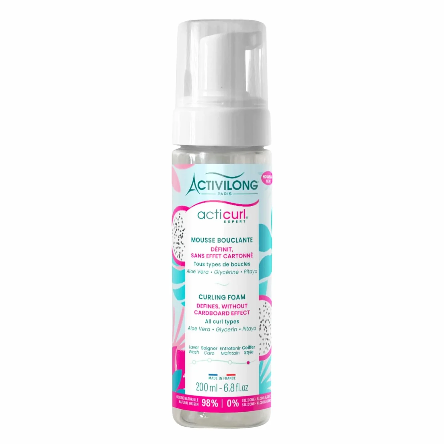 Activilong - Acticurl Expert Bouclante Foam - Wszystkie rodzaje loków - Bez efektu kartonu - 99% składników pochodzenia naturalnego - Wyprodukowano we Francji - 200 ml